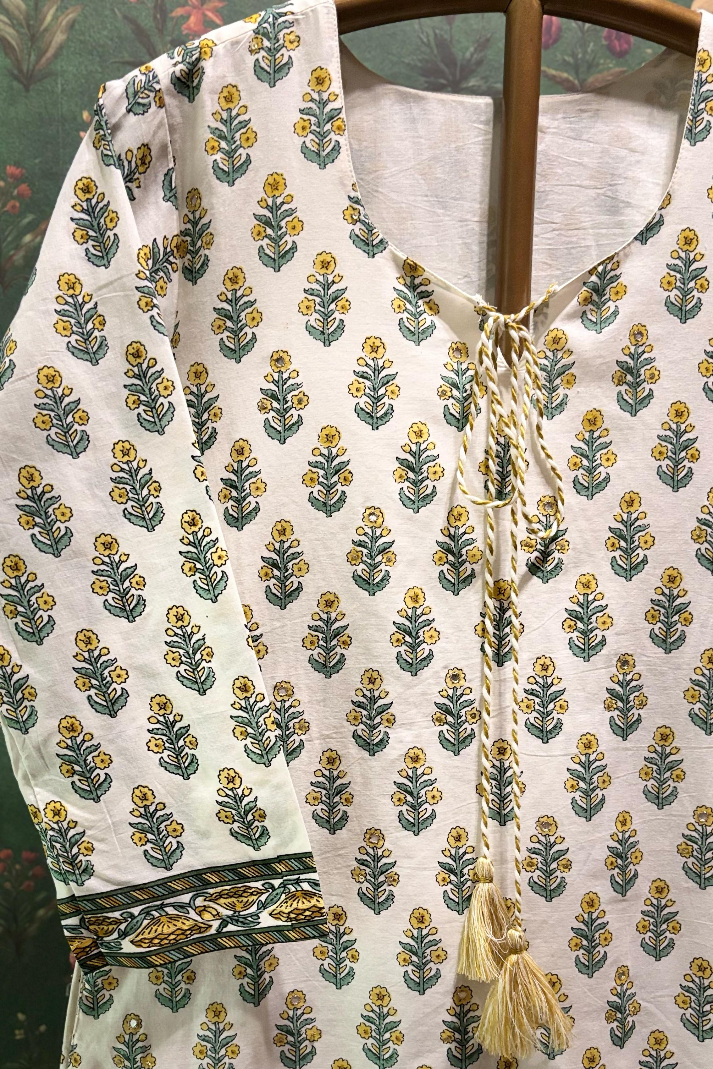 Tassel Bloom Yellow Co-ord/Kurta Set | HER-566