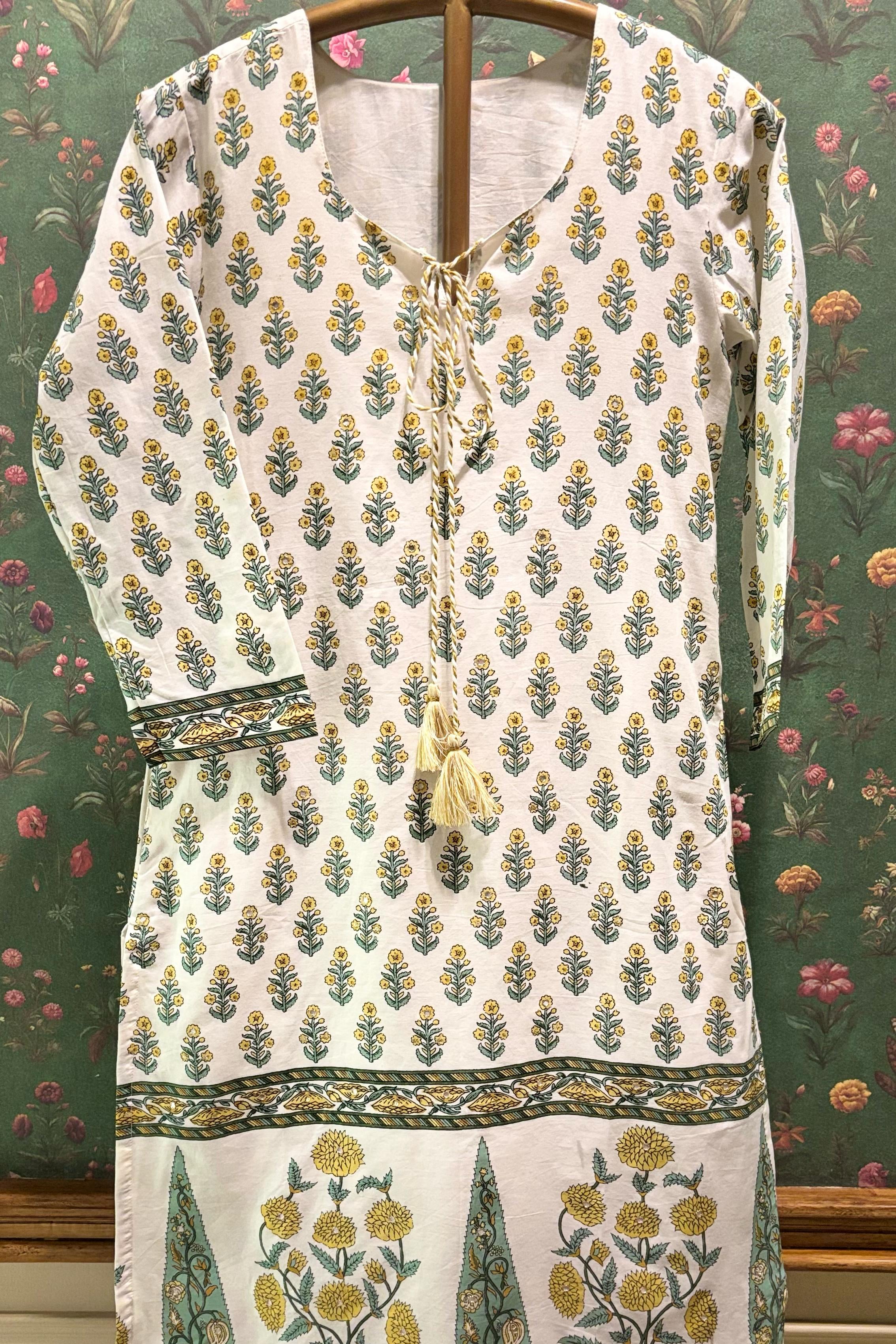 Tassel Bloom Yellow Co-ord/Kurta Set | HER-566