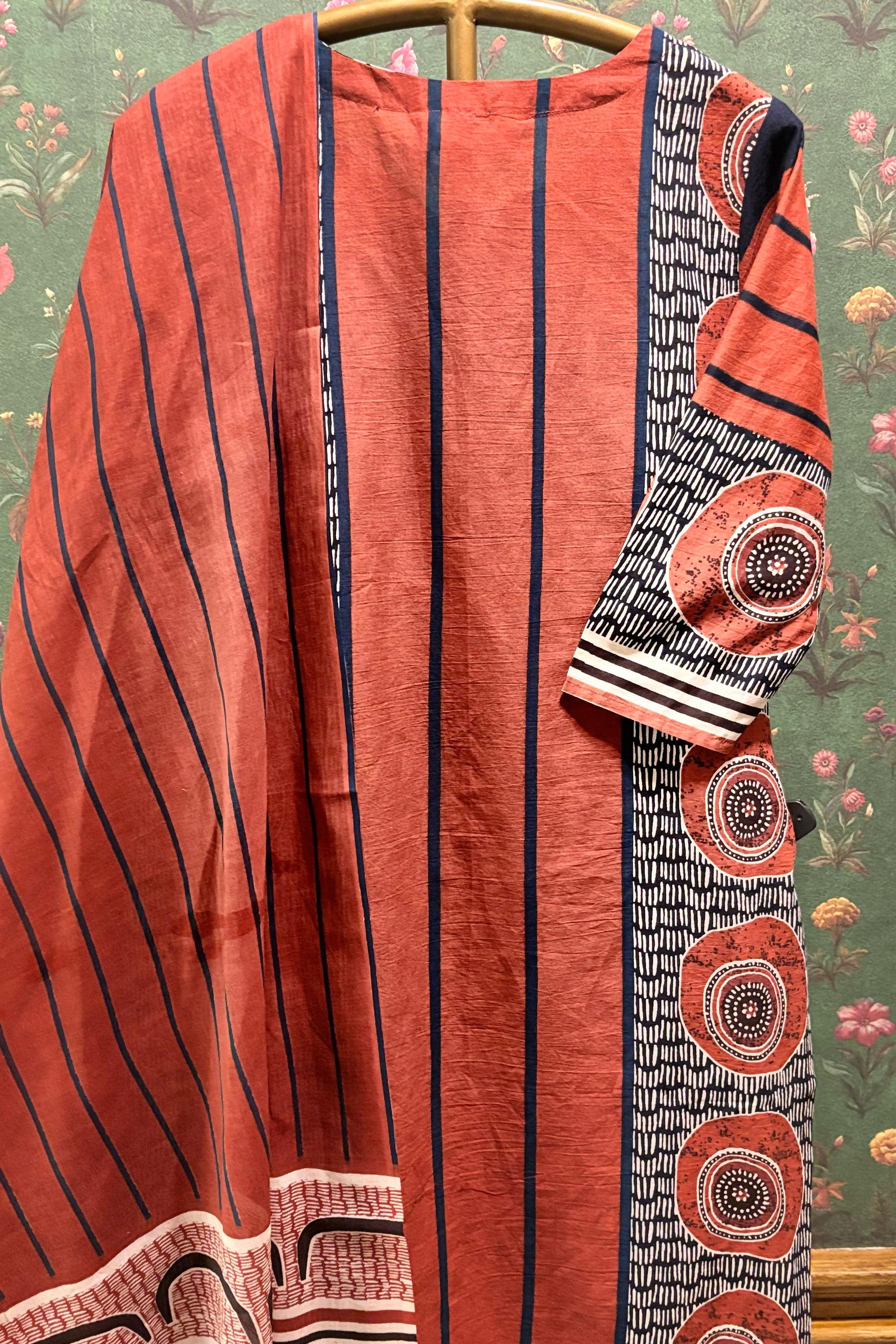 Red Straight Fit Cotton Suit Set | HER-471