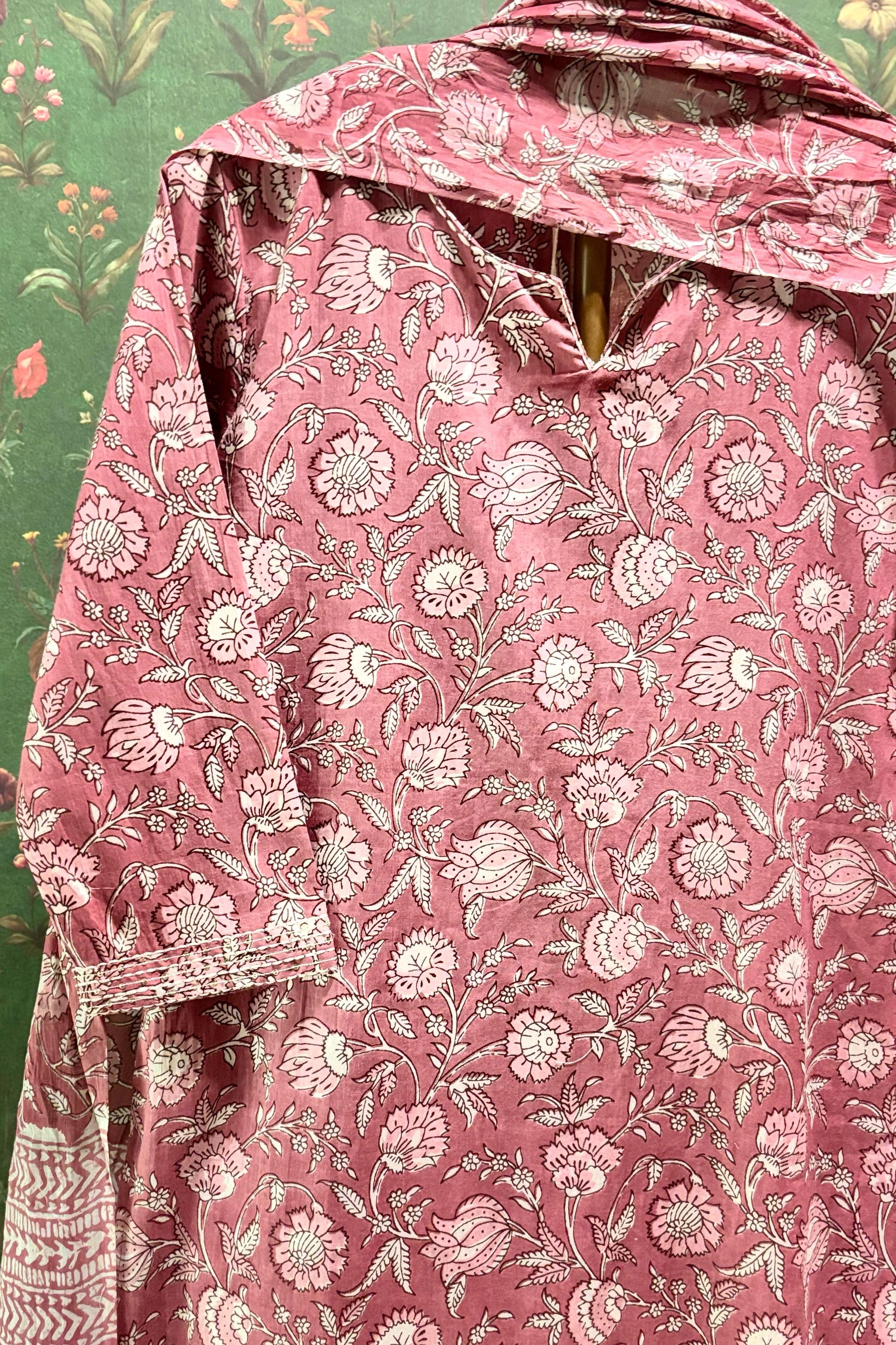 Pink Straight Fit Cotton Suit Set | HER-451