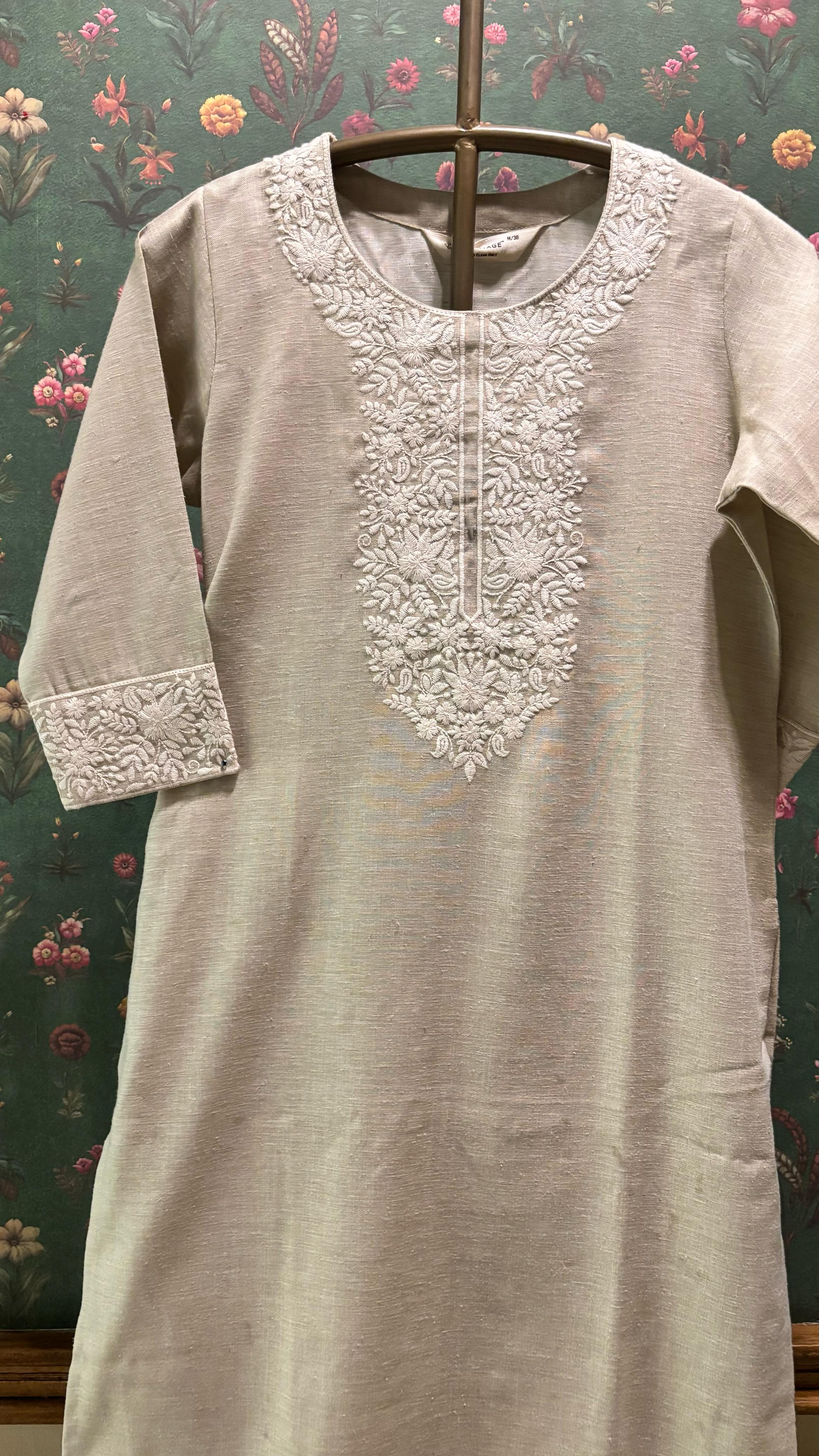 Beige/Fawn Cotton Linen Kurta/Co-ord Set | HER-517