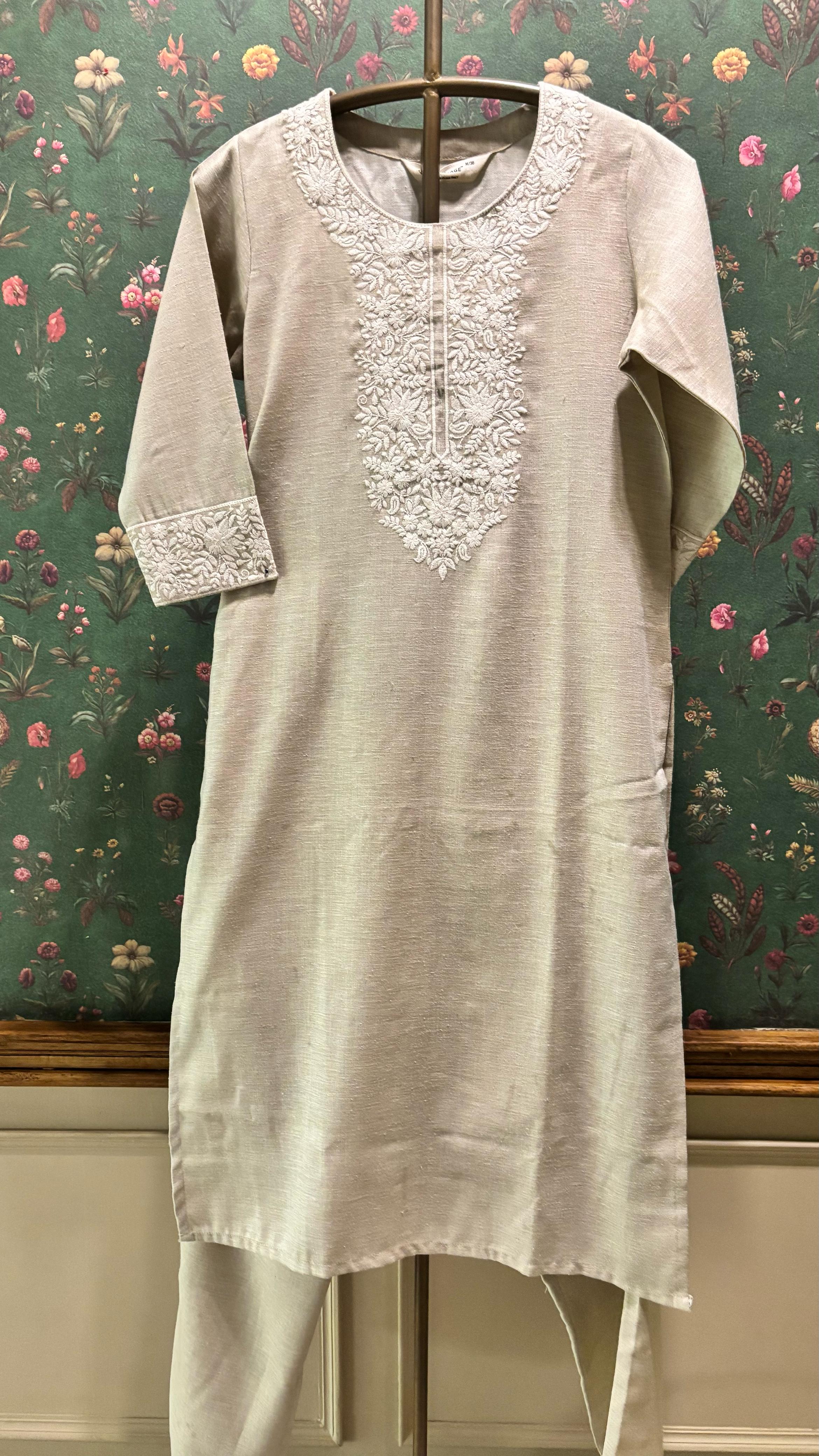 Beige/Fawn Cotton Linen Kurta/Co-ord Set | HER-517