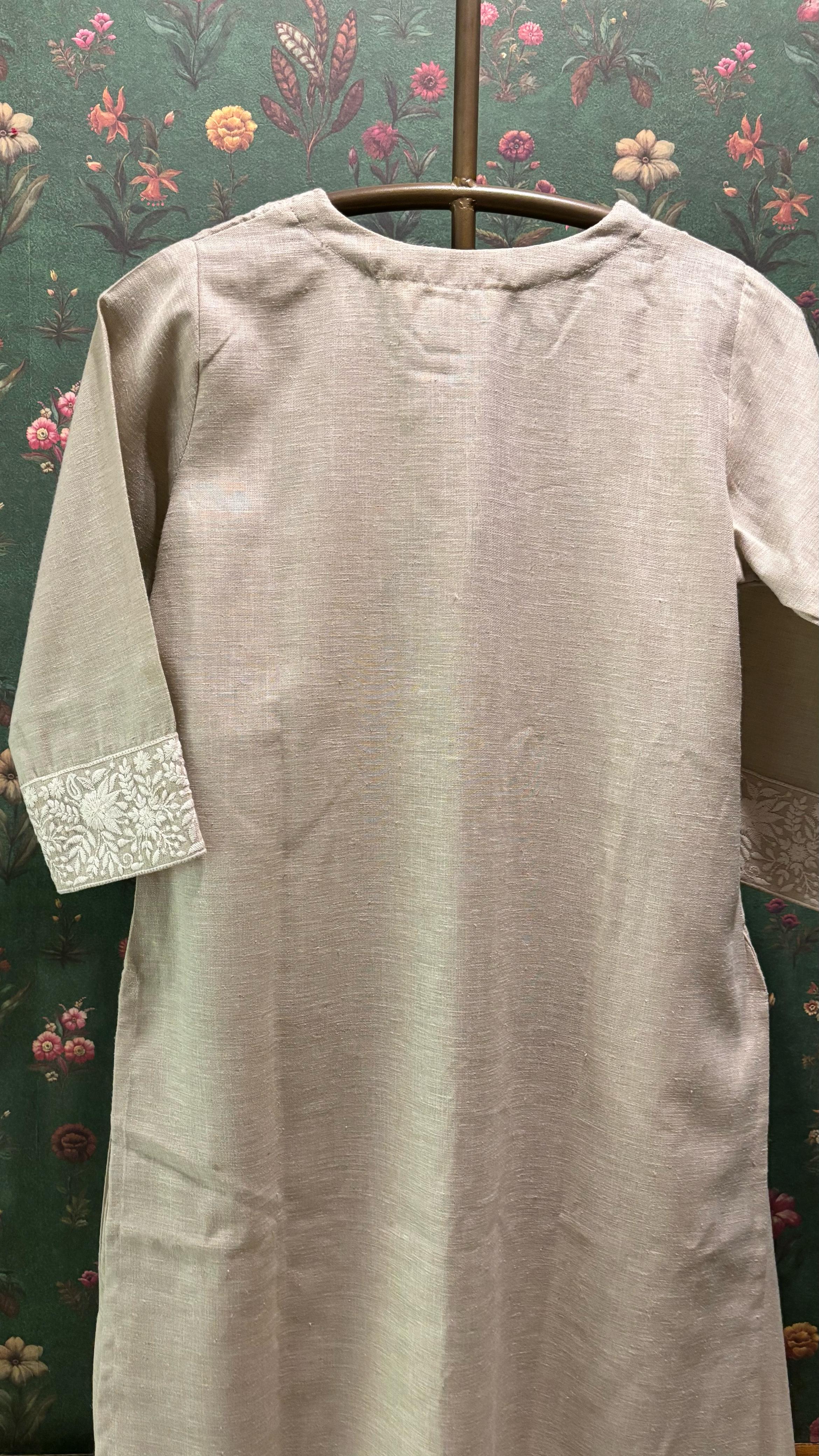 Beige/Fawn Cotton Linen Kurta/Co-ord Set | HER-517