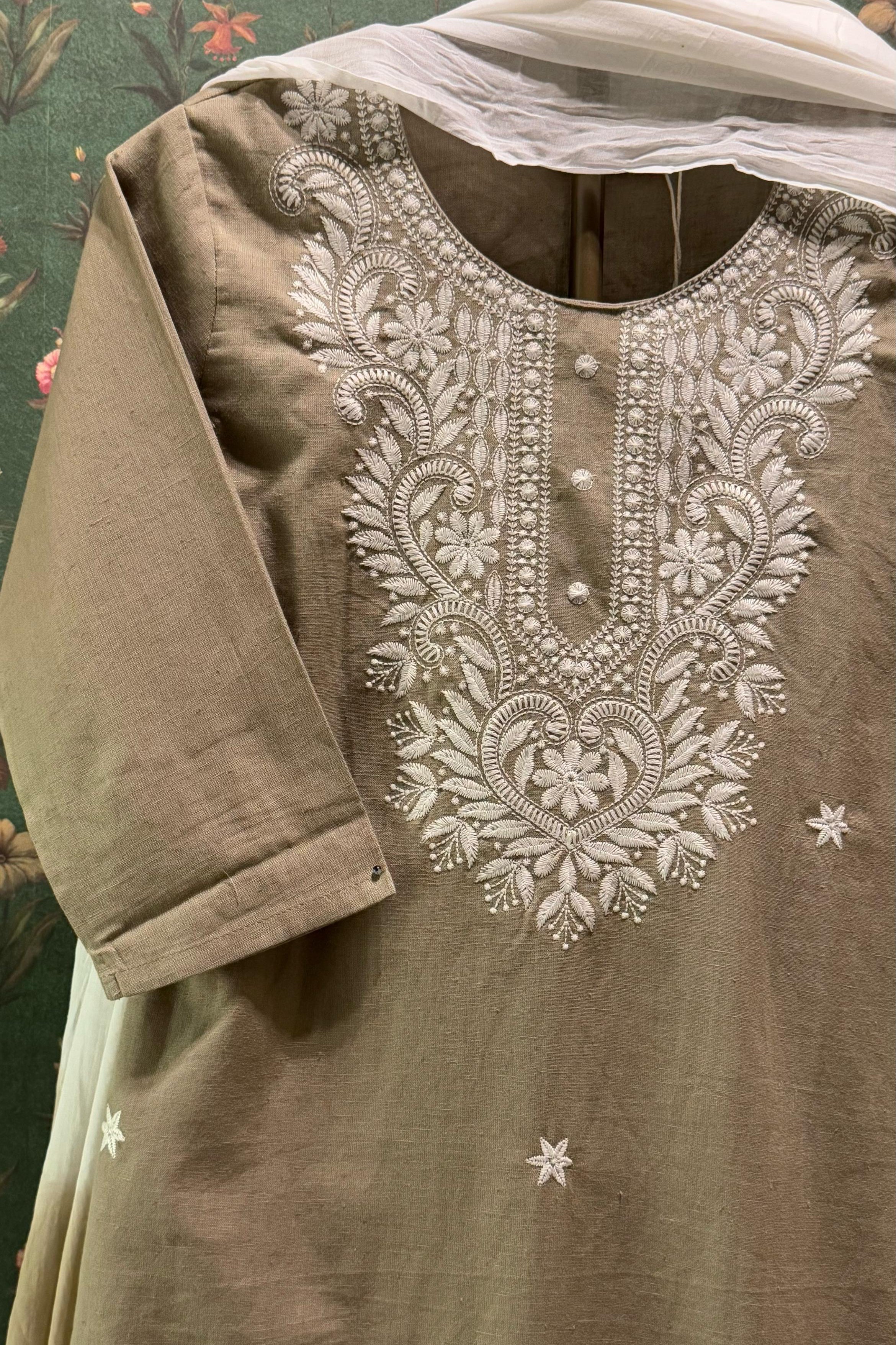 Beige Chikankari Suit Set | HER-522