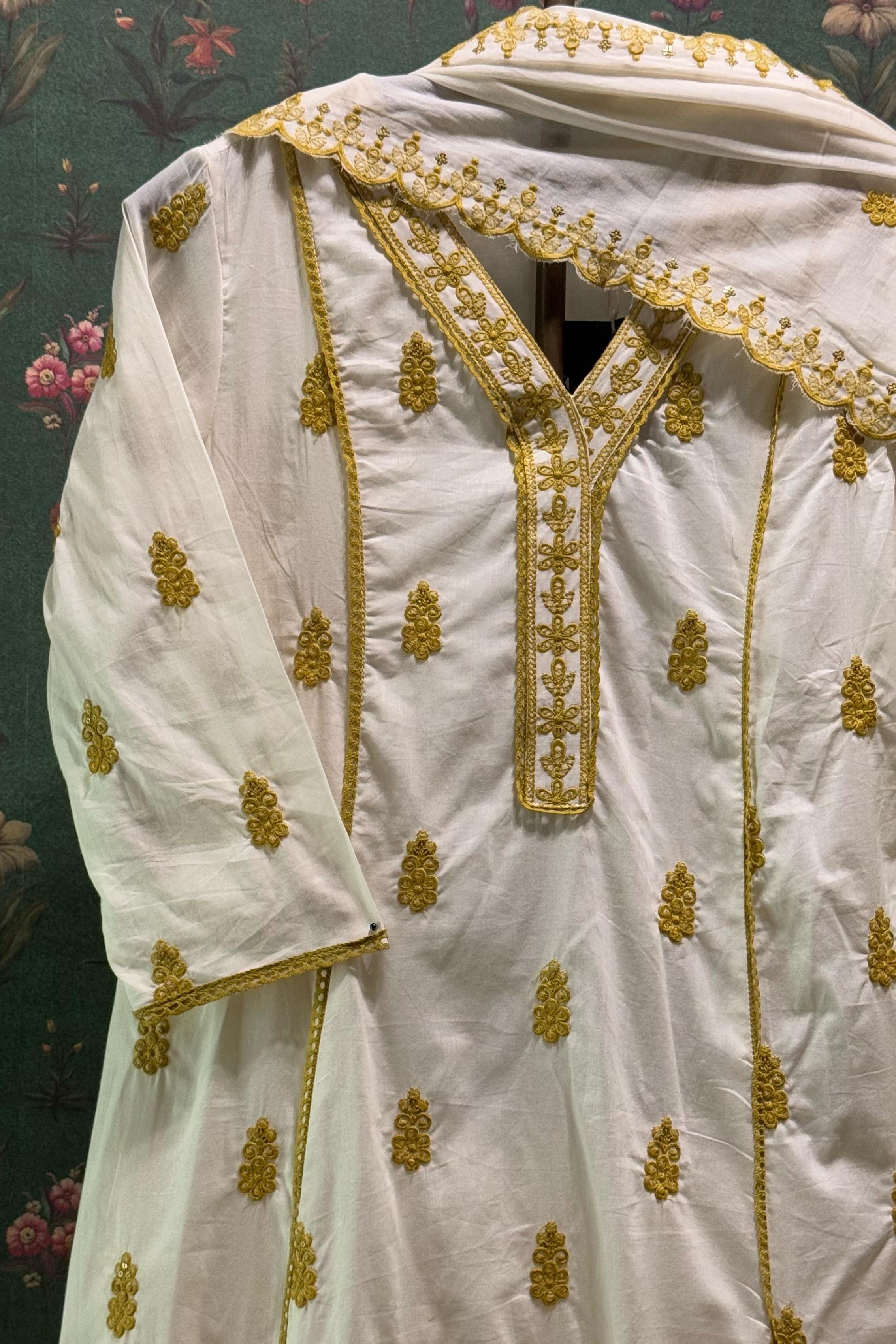 Ivory Cotton Charm Suit Se, Yellow | HER-514