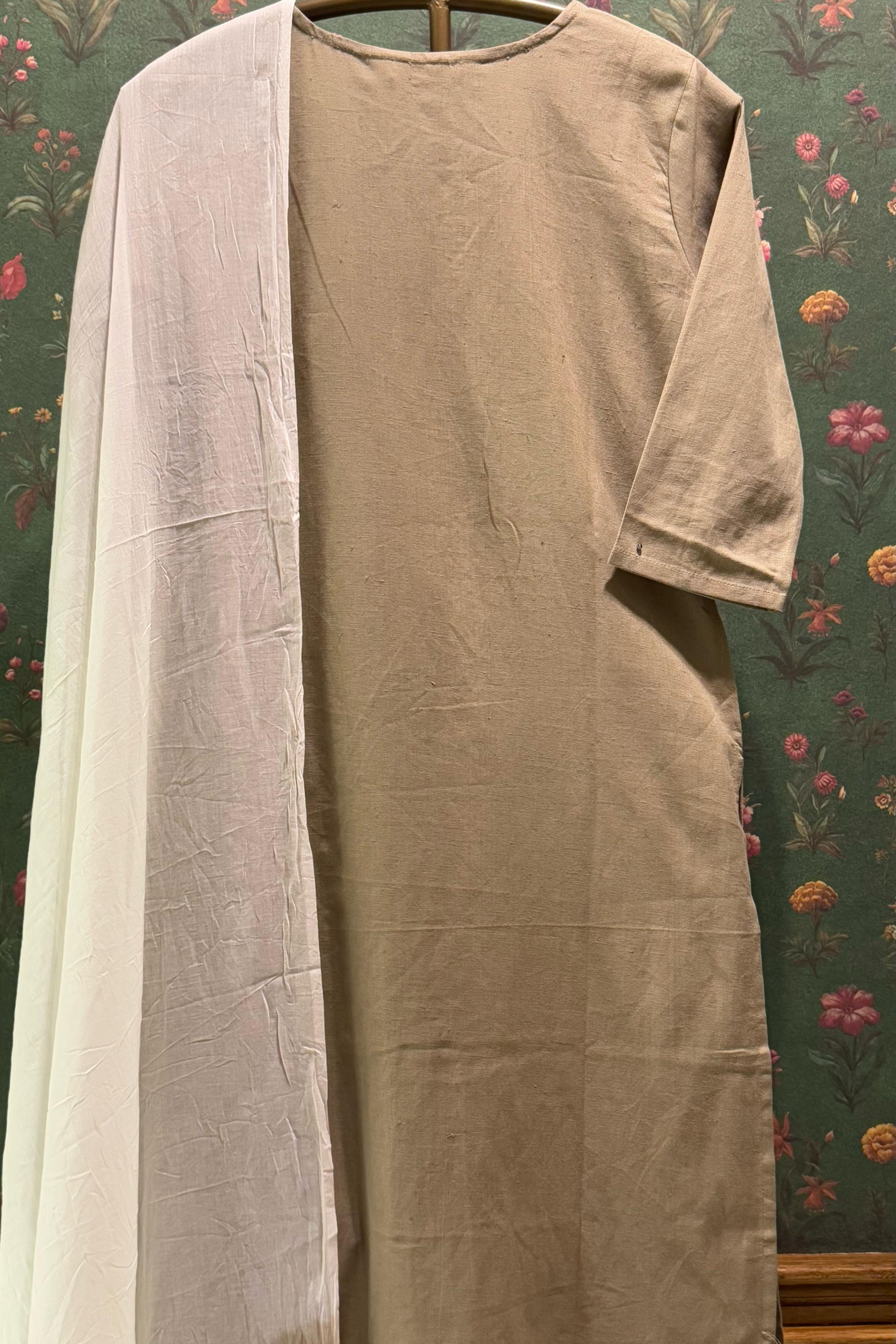 Beige Chikankari Suit Set | HER-522