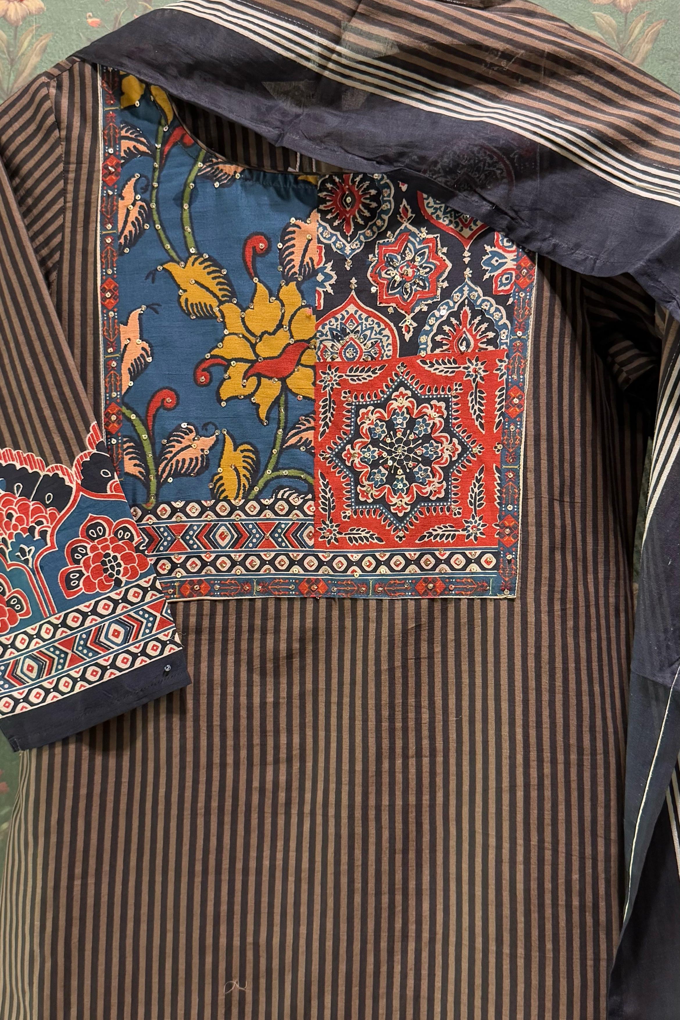 Brown Straight Fit Cotton Suit Set | HER-494