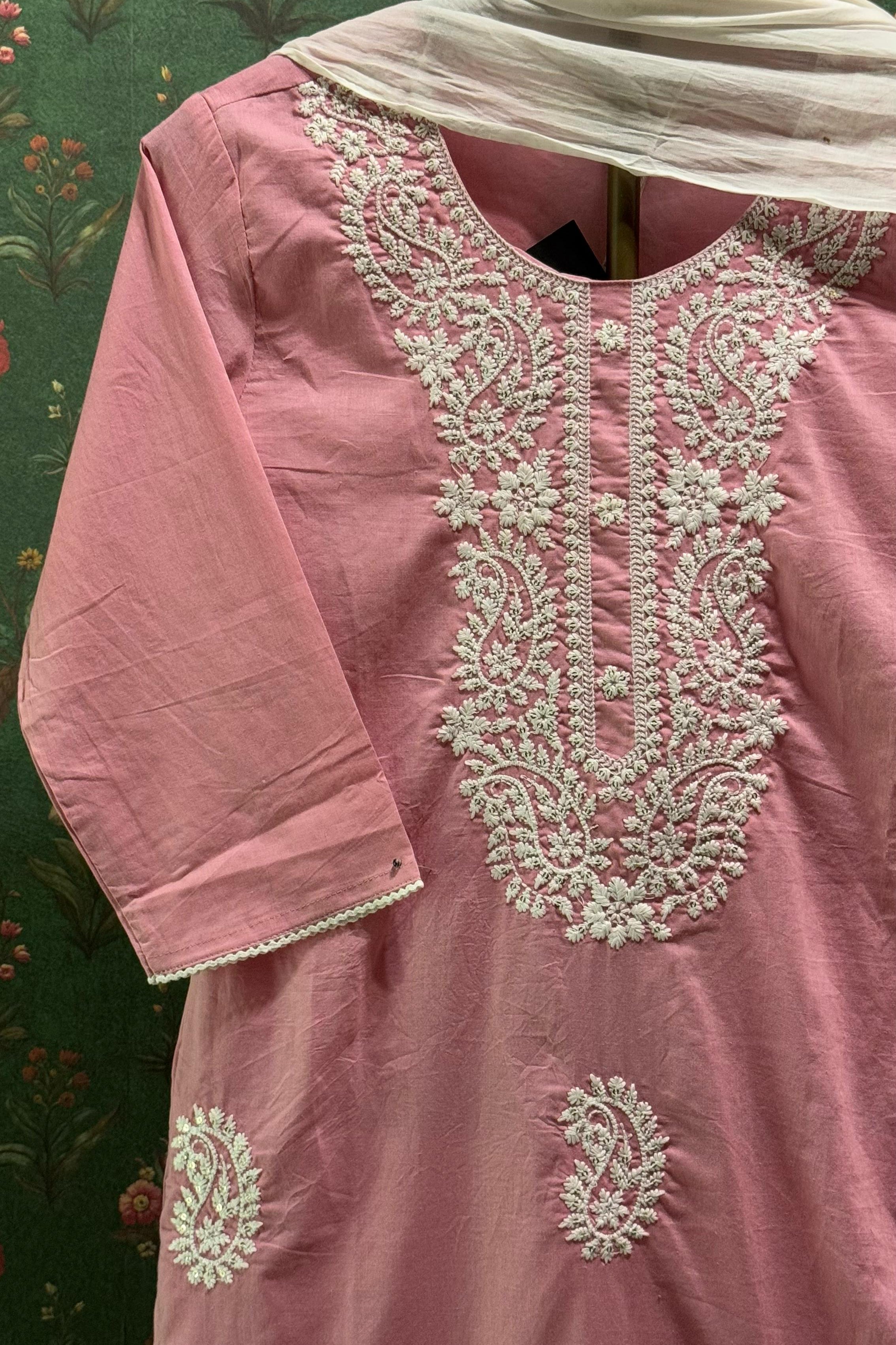 Pink Chikankari Suit Set | HER-521