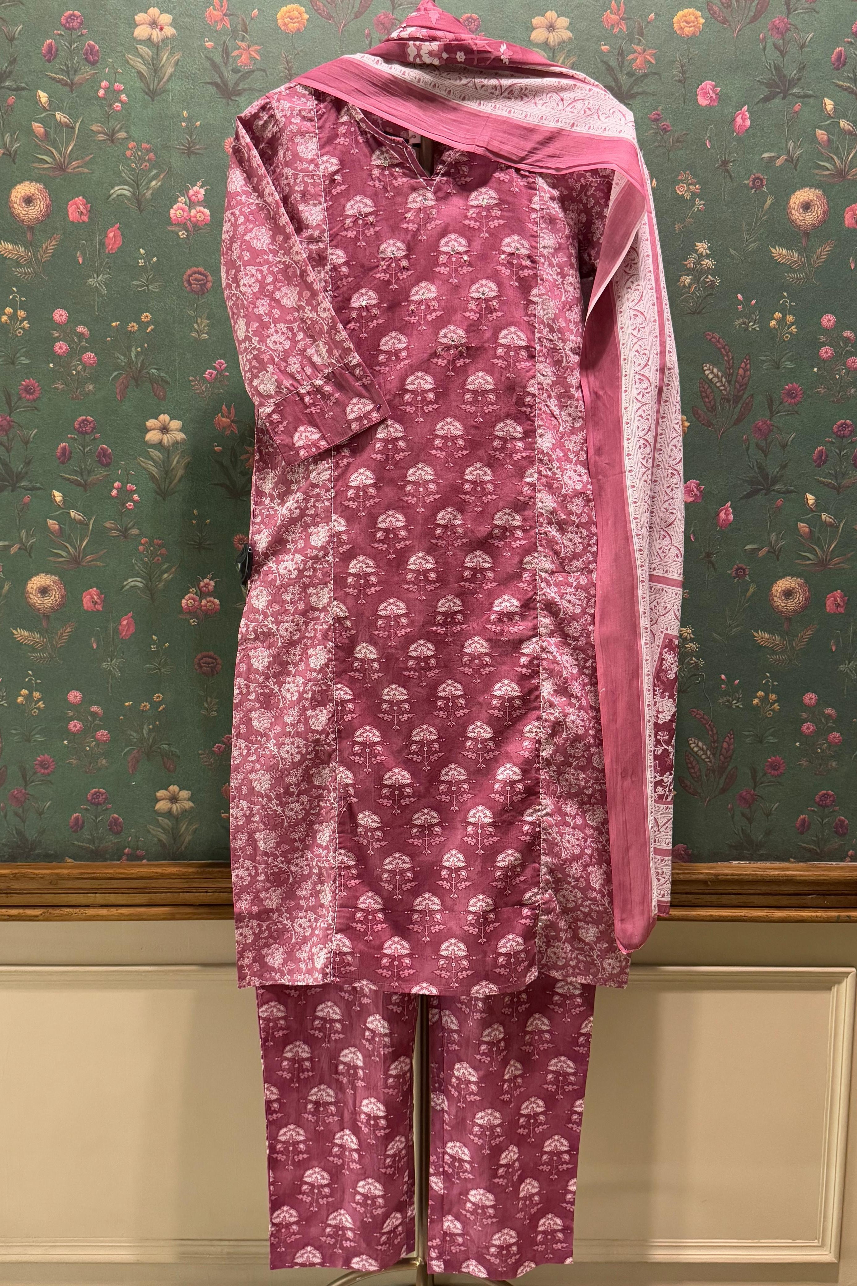 Pink Cotton Suit Set