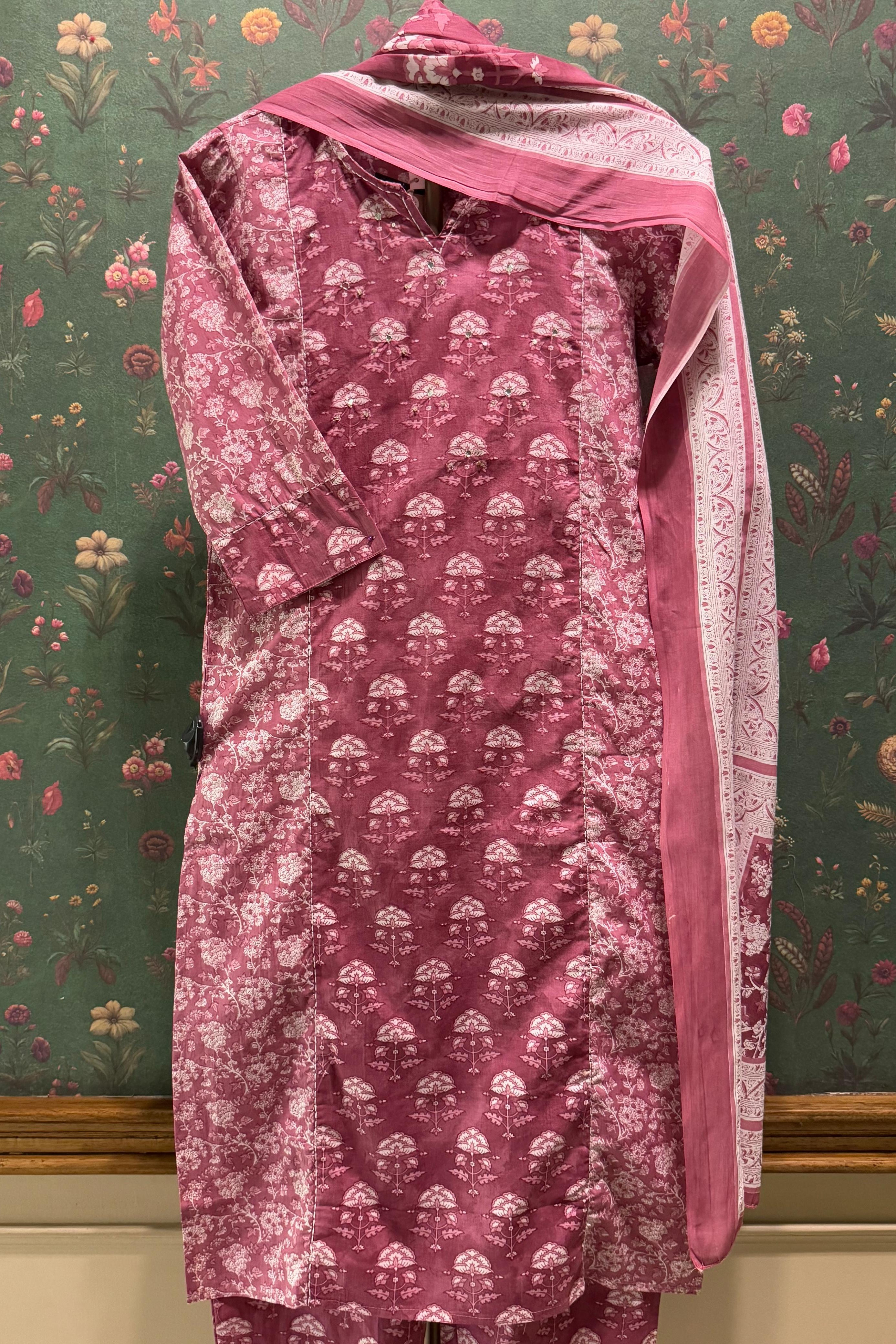 Pink Cotton Suit Set