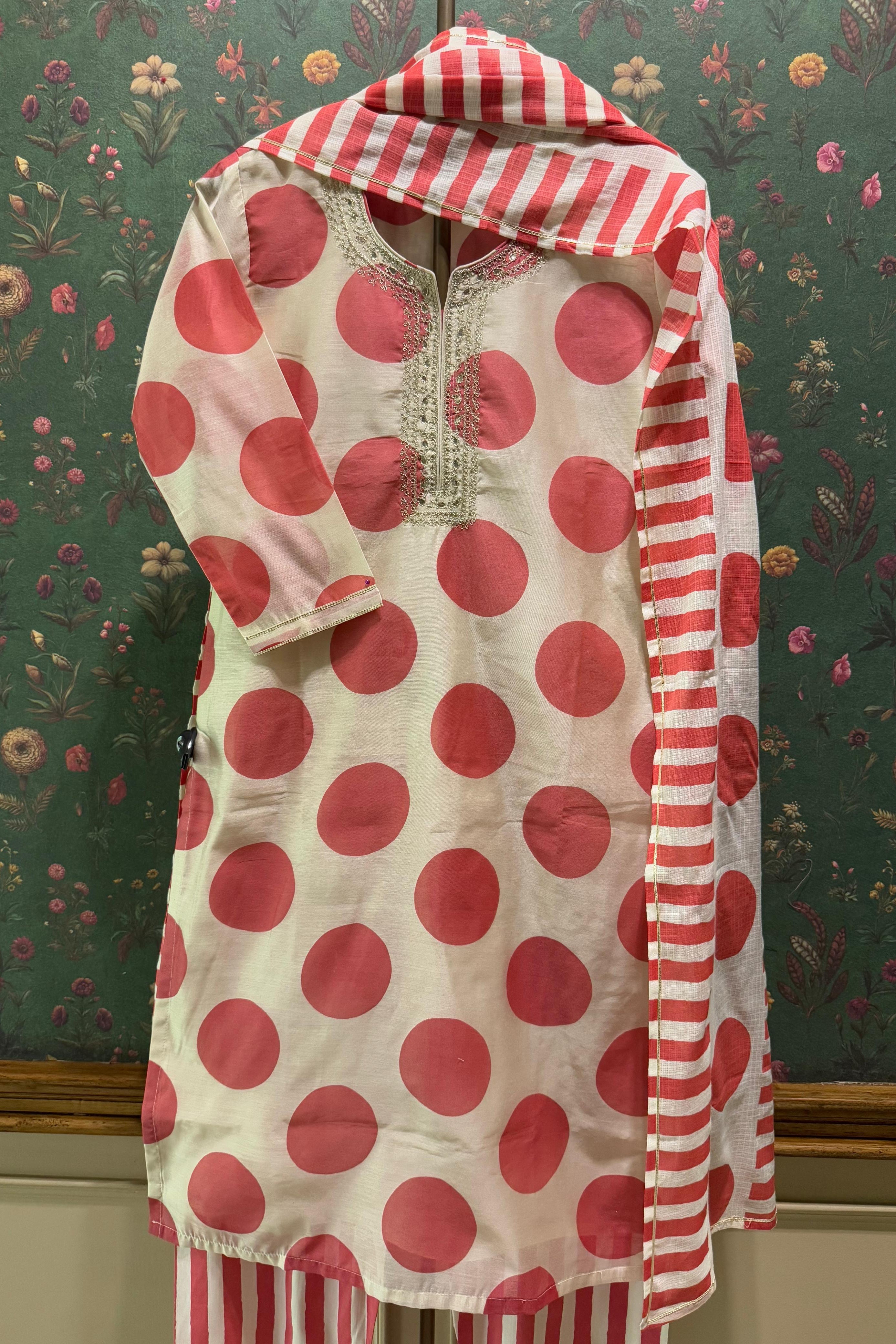 Blush Pink Polka Dots Suit Set