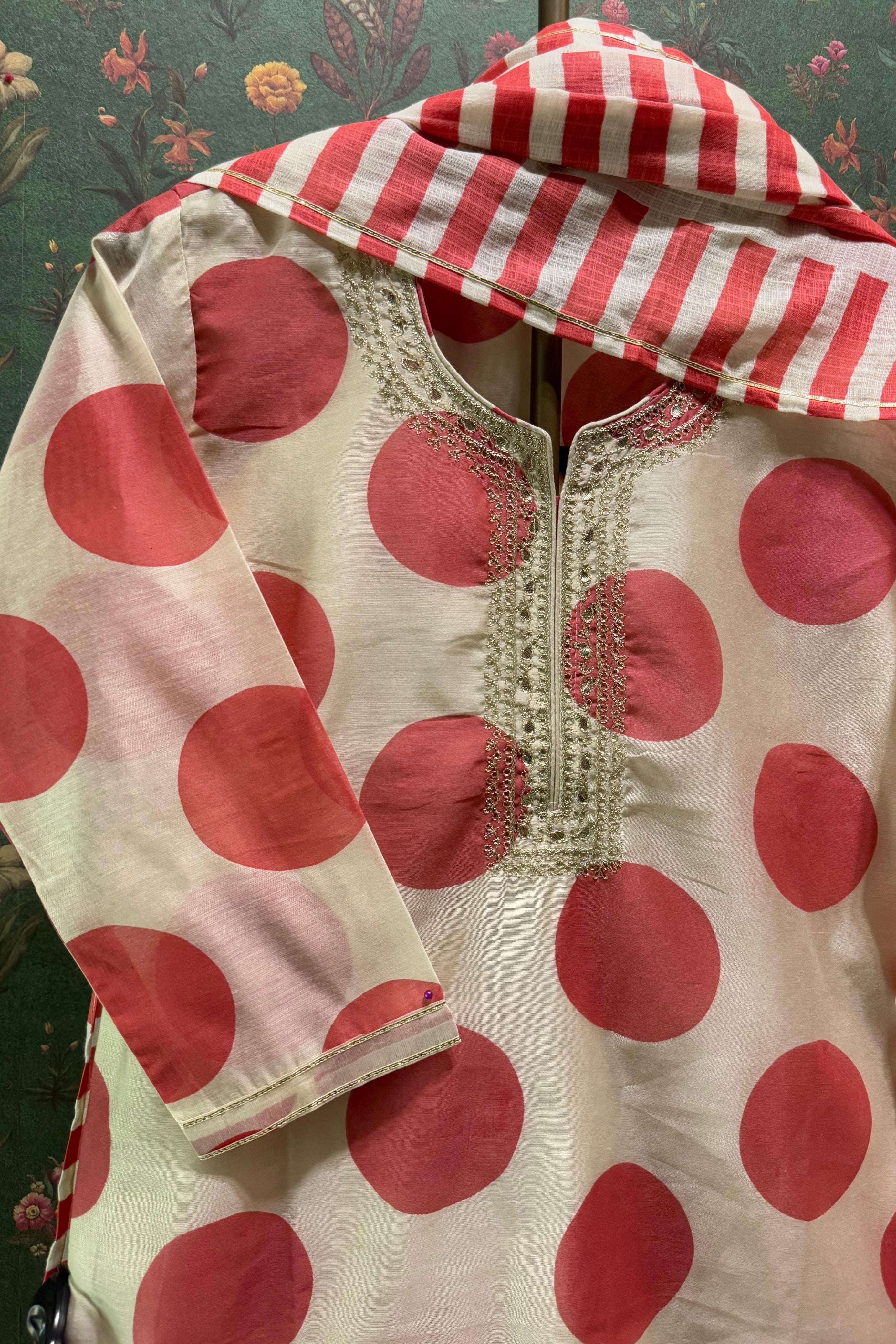 Blush Pink Polka Dots Suit Set