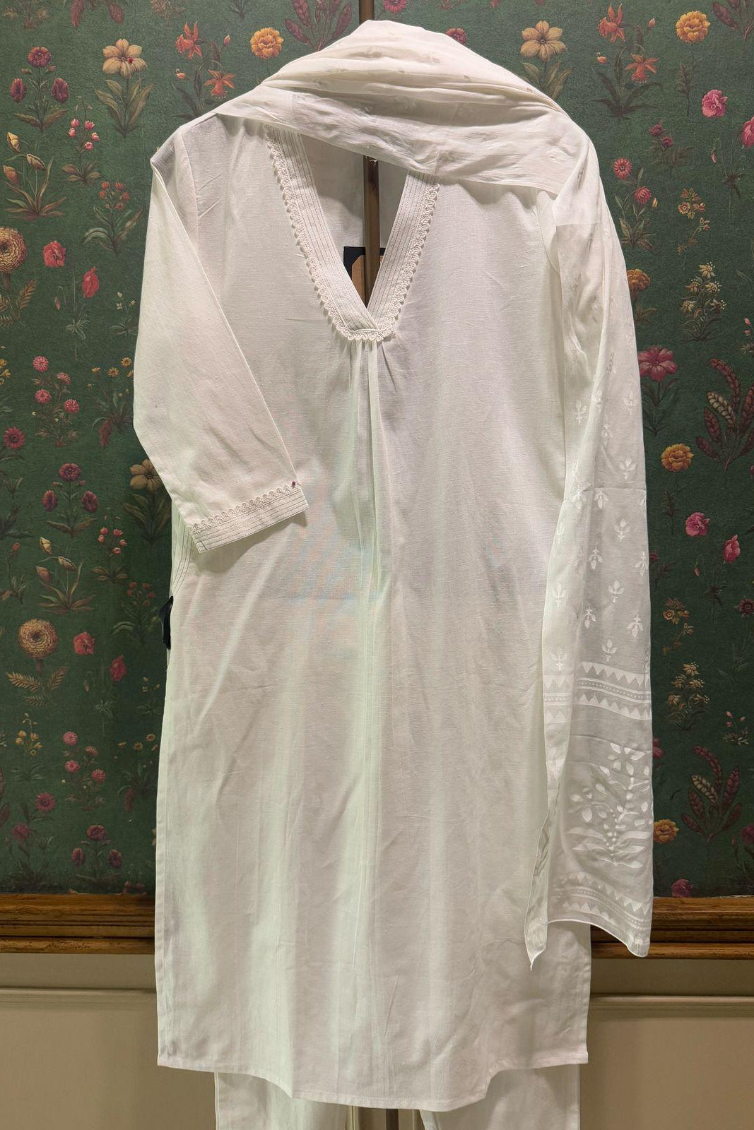 White Tailored Woven Cotton Suit Set | HER-530