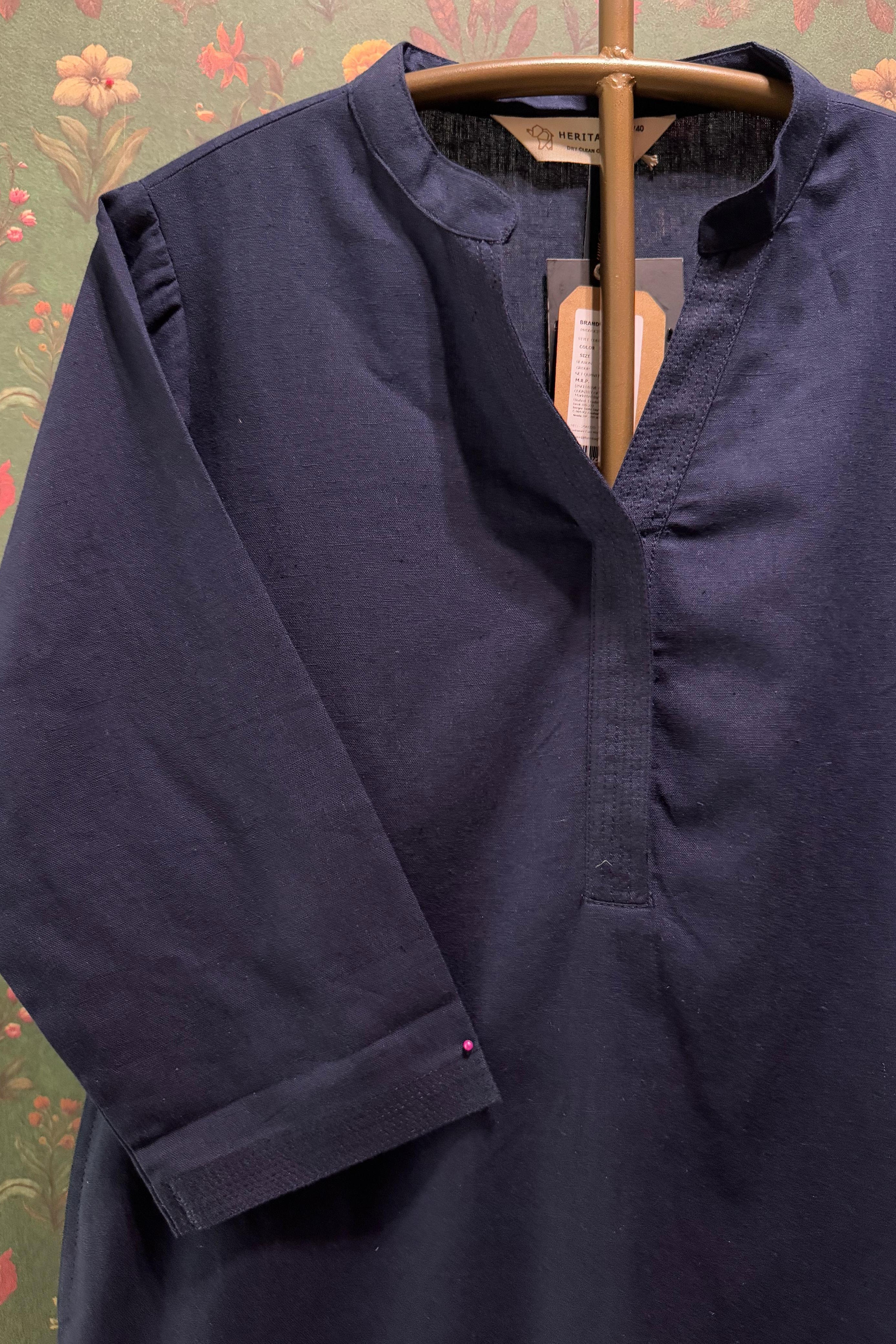 Navy Blue Minimal Kurta/Co-ord Set