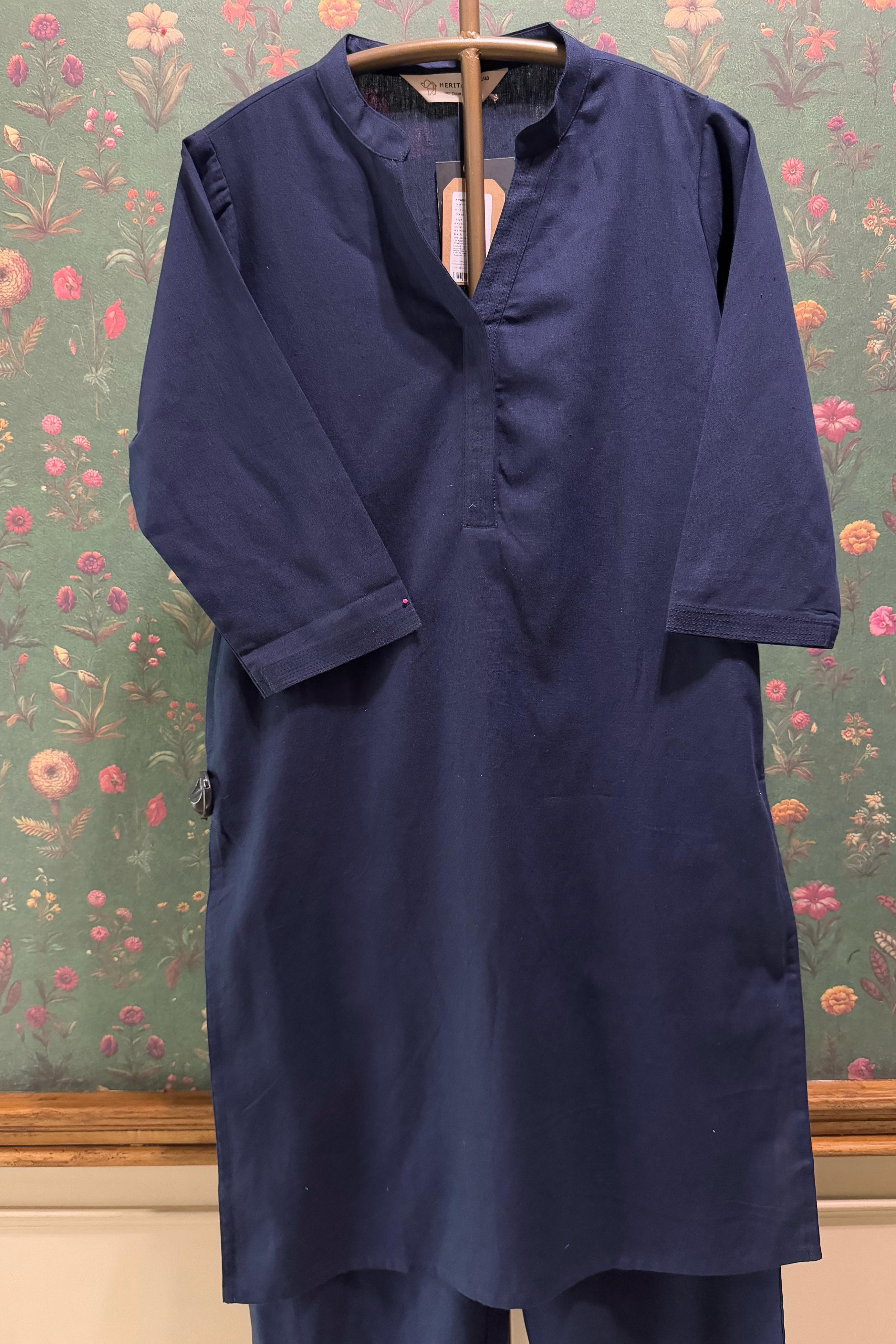 Navy Blue Minimal Kurta/Co-ord Set