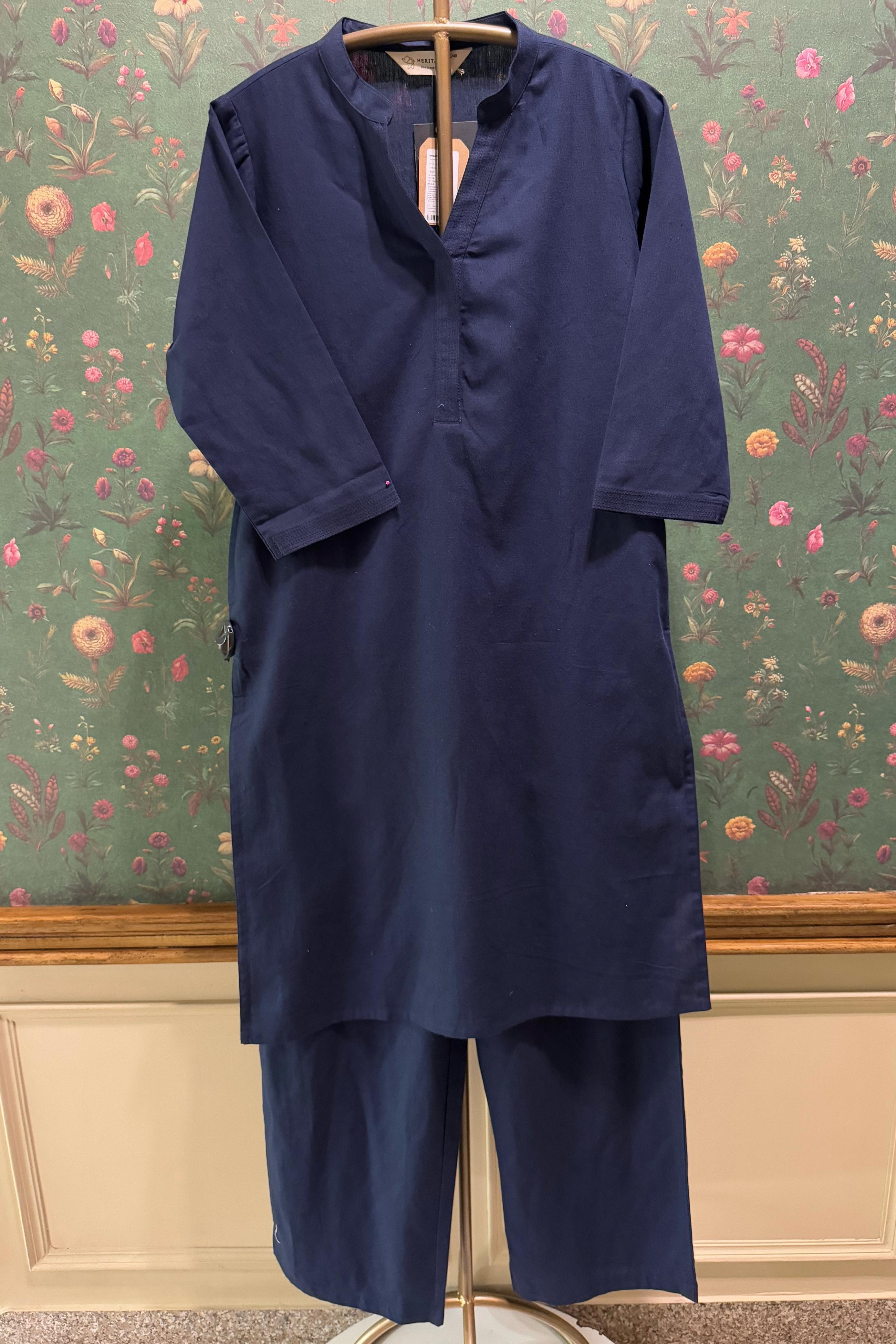 Navy Blue Minimal Kurta/Co-ord Set