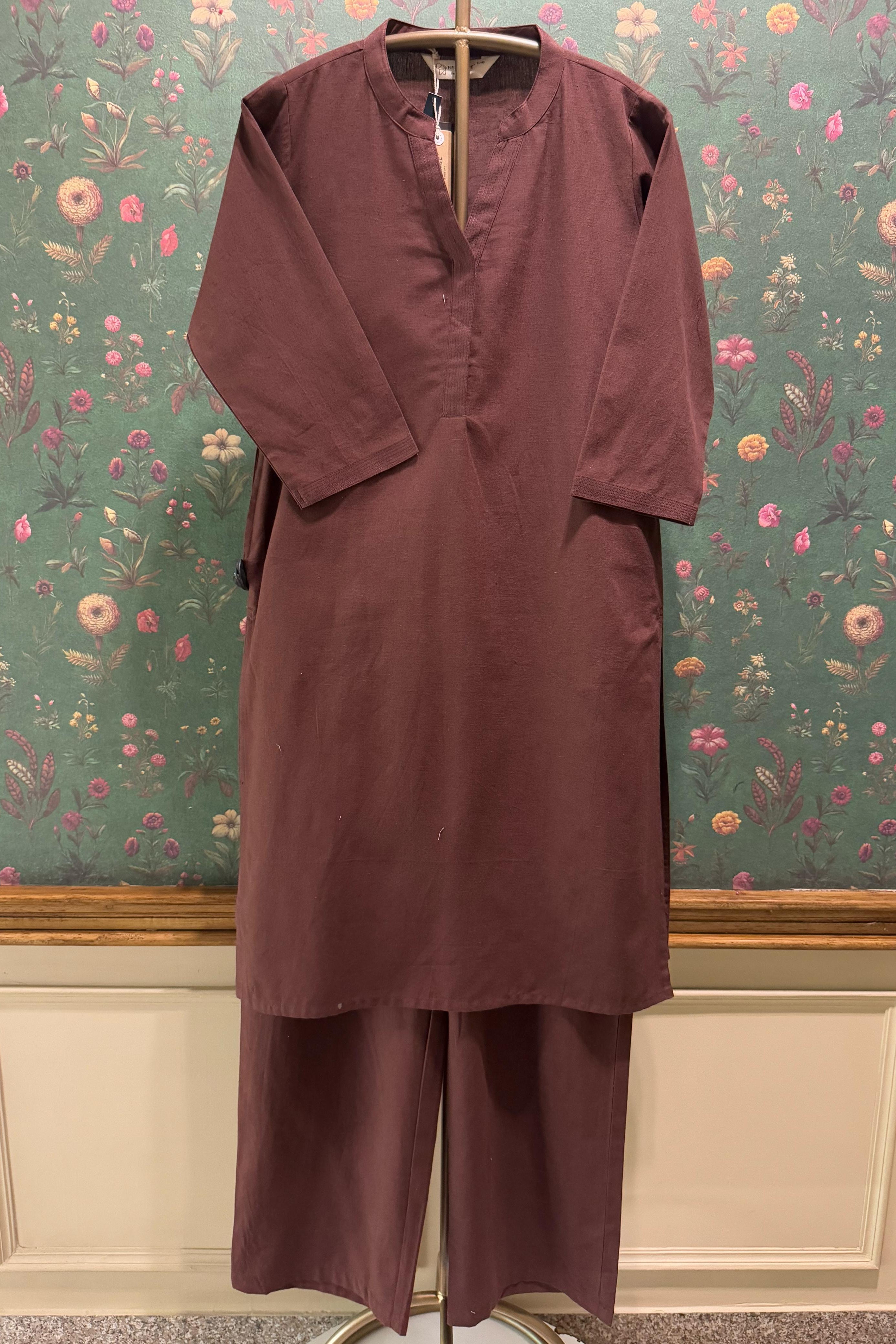 Earthy Maroon Minimal Kurta/Co-ord Set | HER-527