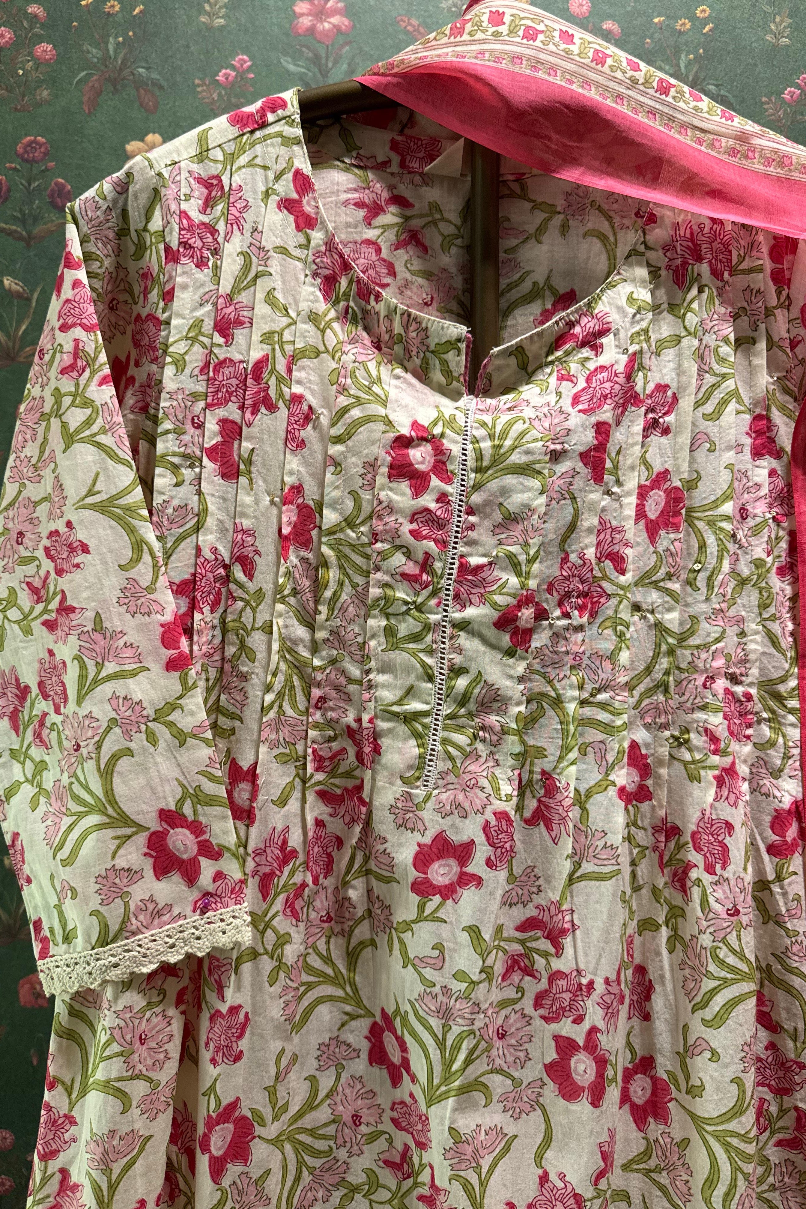 Phoolwari Pintuck Cotton Suit Set