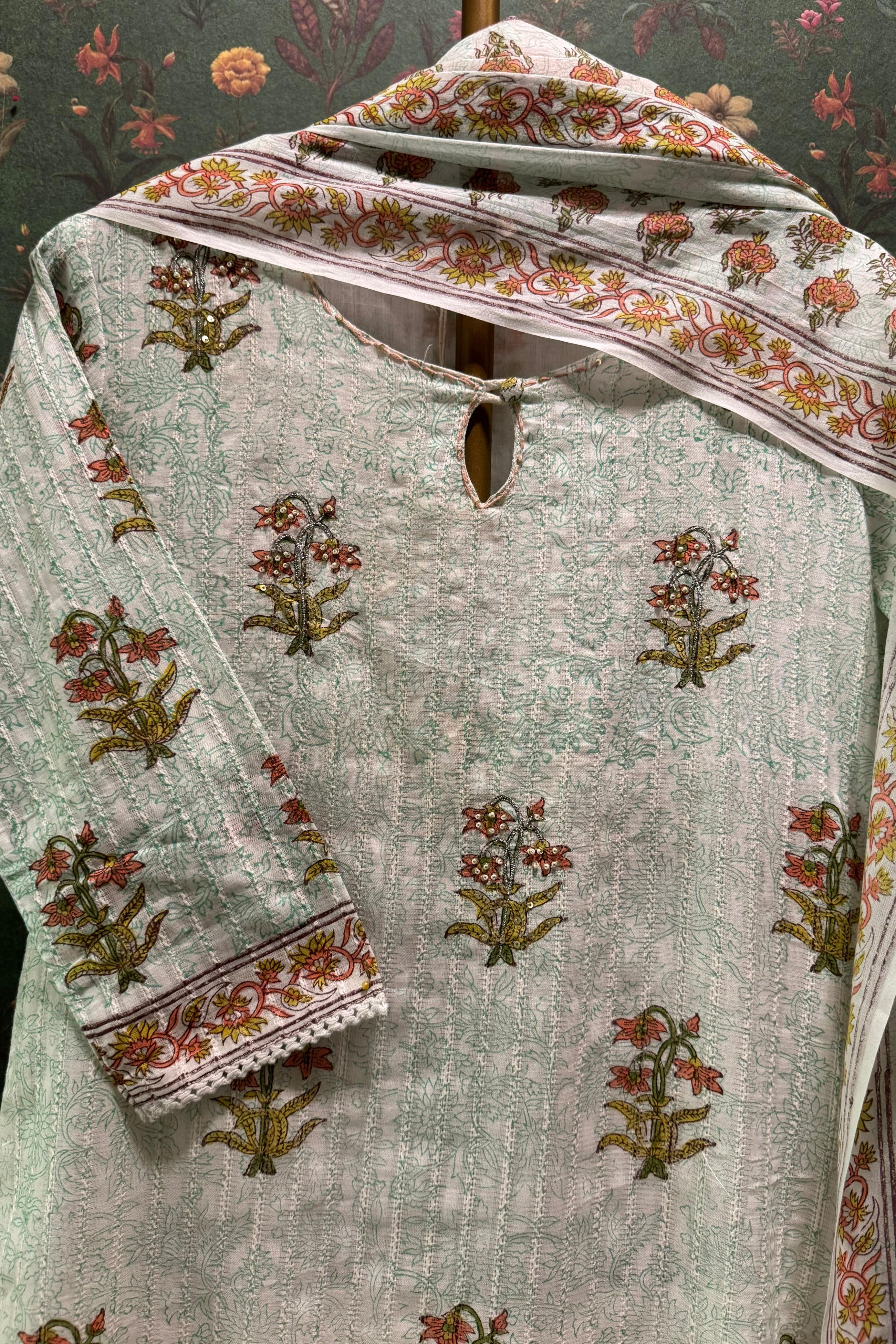 Gul Handblock Cotton Suit Set