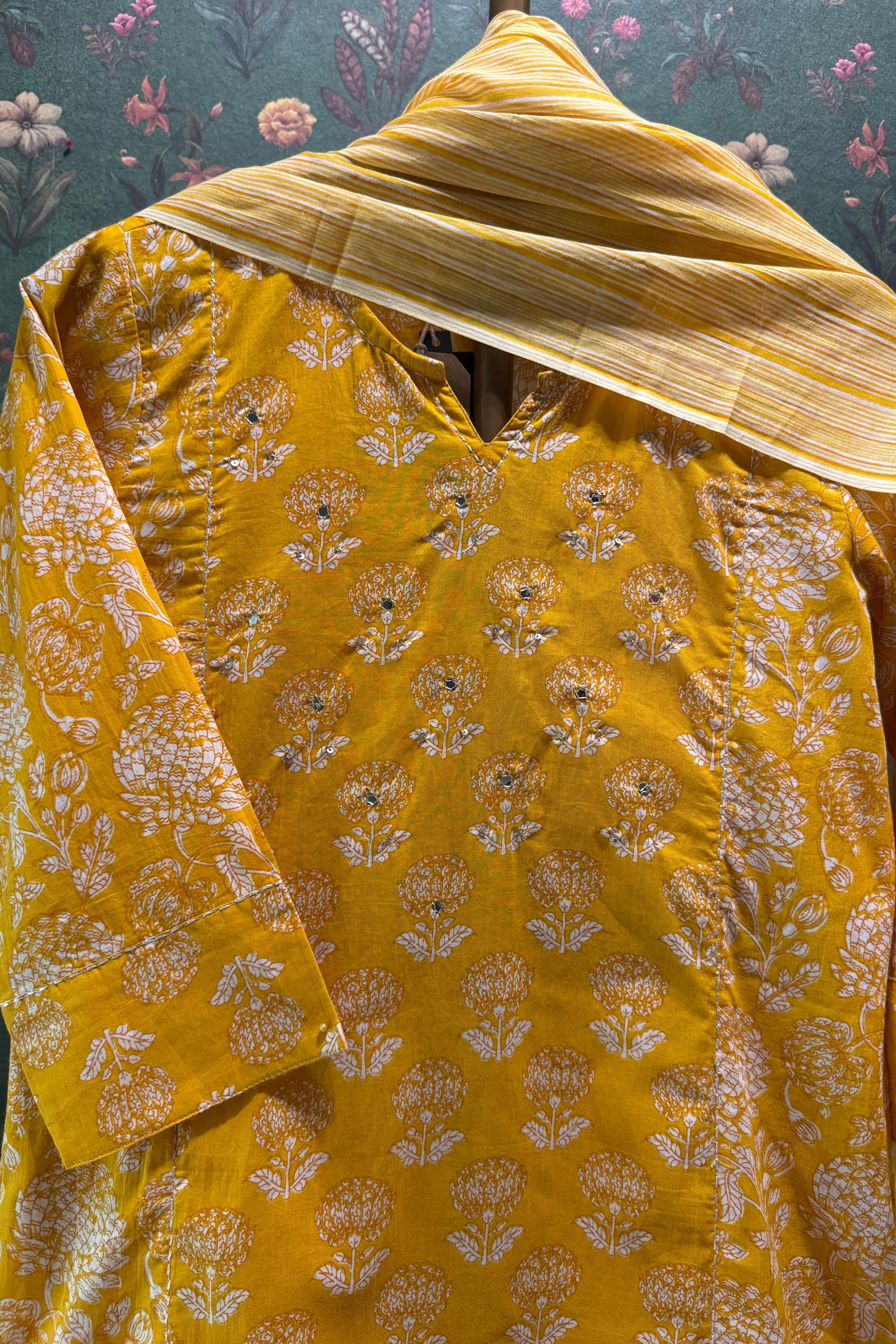 Marigold Heritage Cotton Suit Set | HER-381