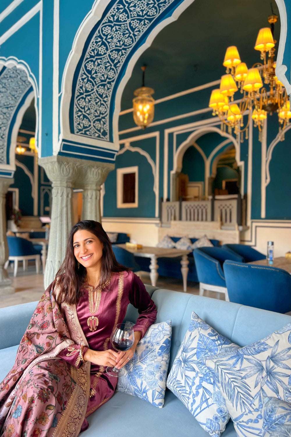 Wine Velvet Suit Set | HER-441