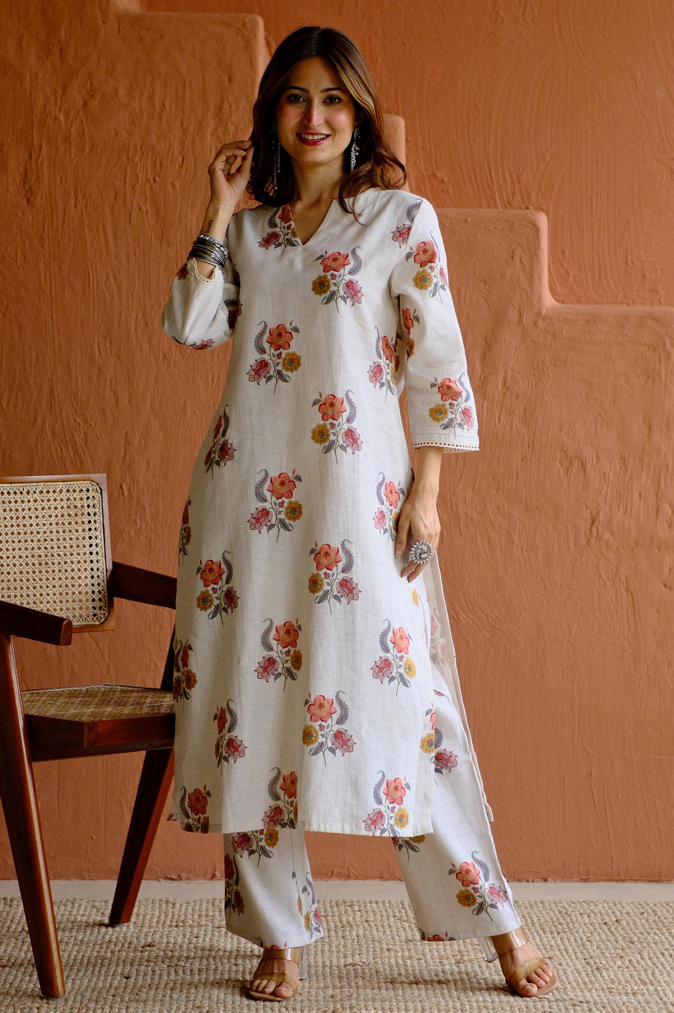 Gulbagh Pure Linen Co-ord/Kurta Set