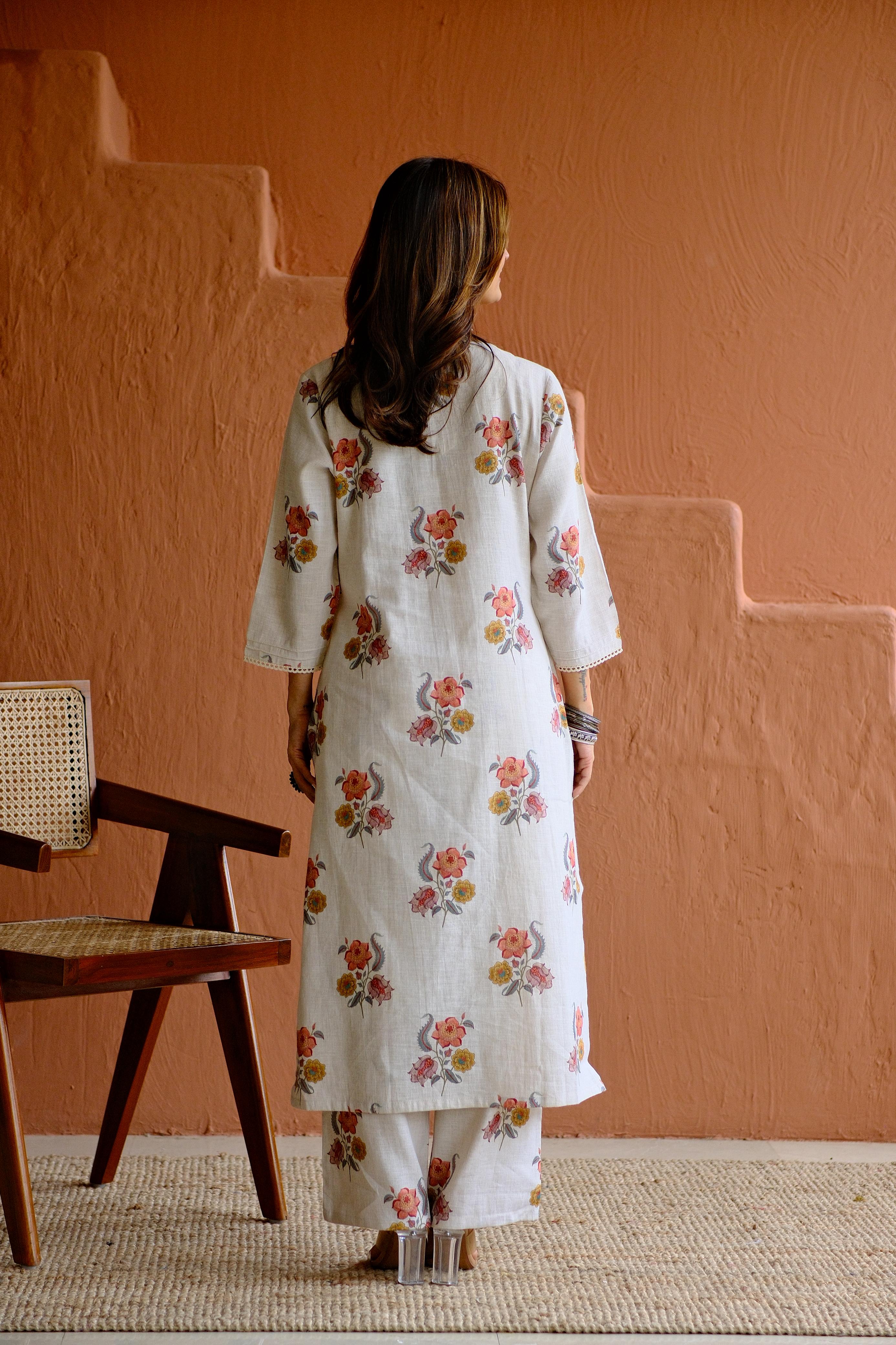 Gulbagh Pure Linen Co-ord/Kurta Set