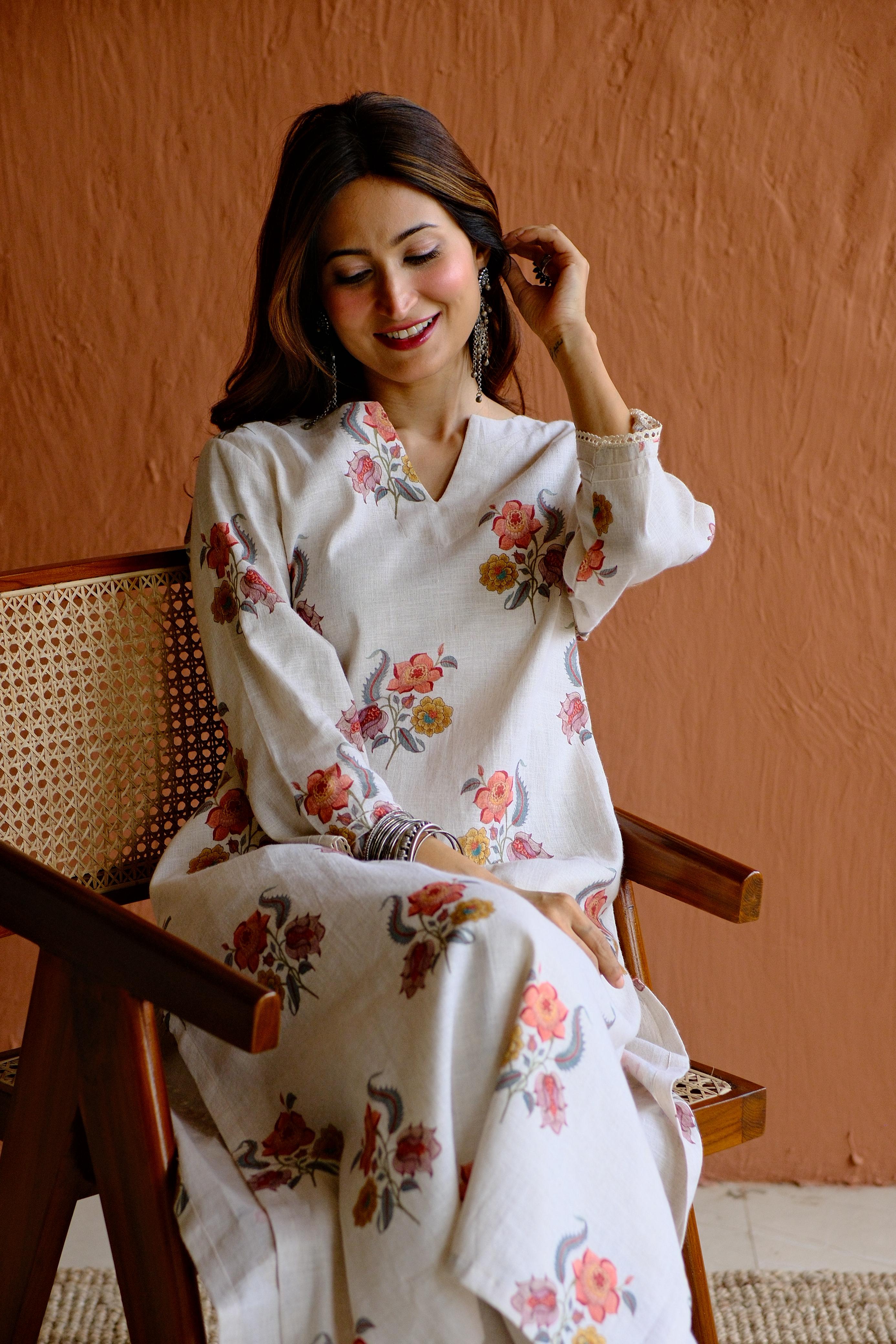 Gulbagh Pure Linen Co-ord/Kurta Set