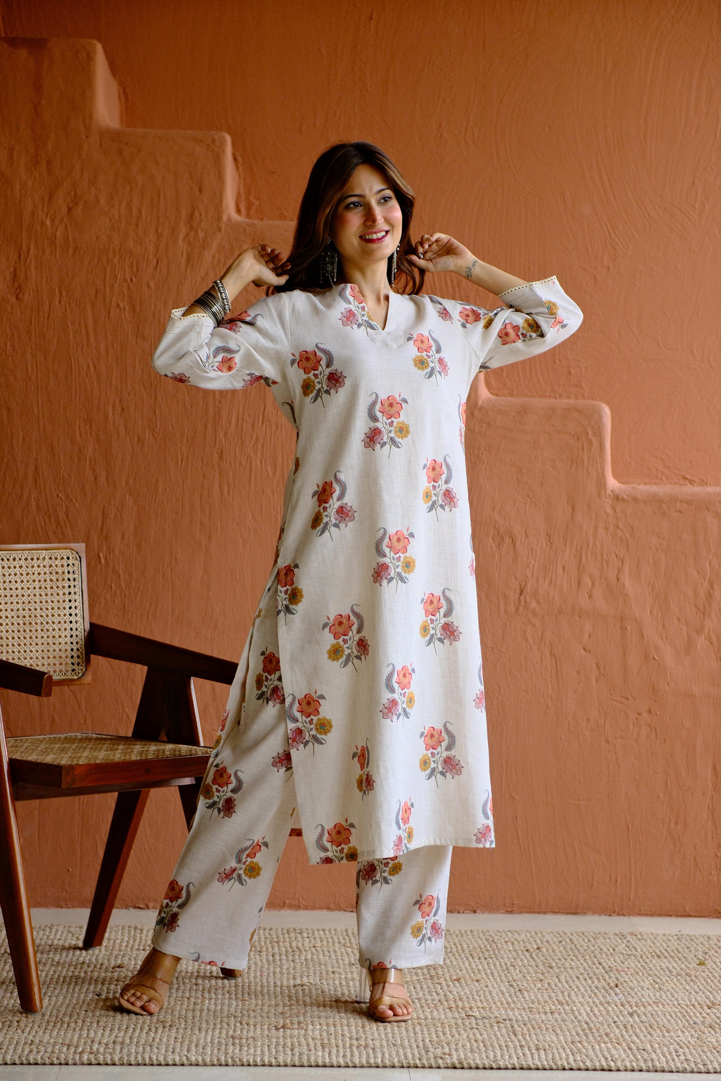 Gulbagh Pure Linen Co-ord/Kurta Set