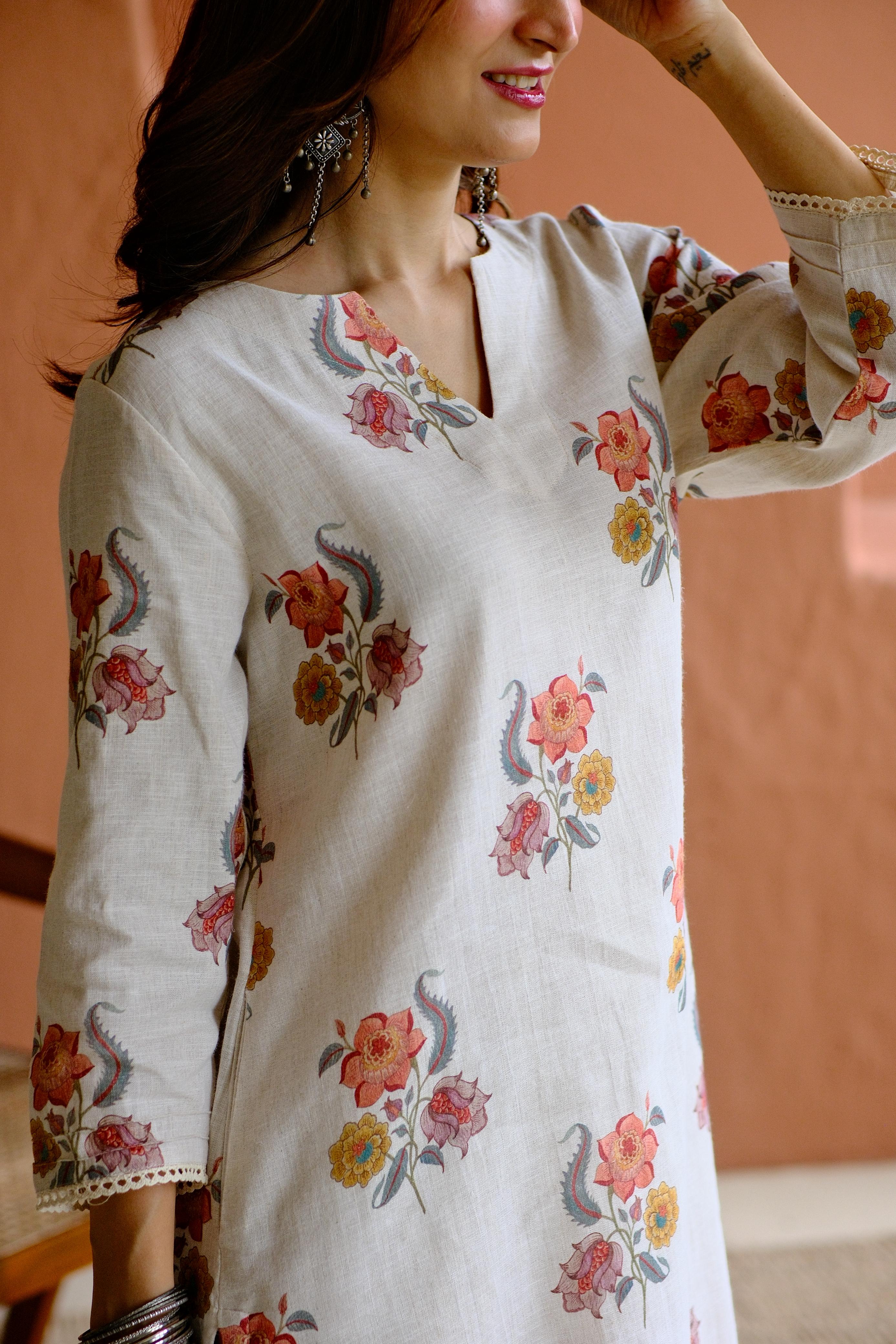 Gulbagh Pure Linen Co-ord/Kurta Set