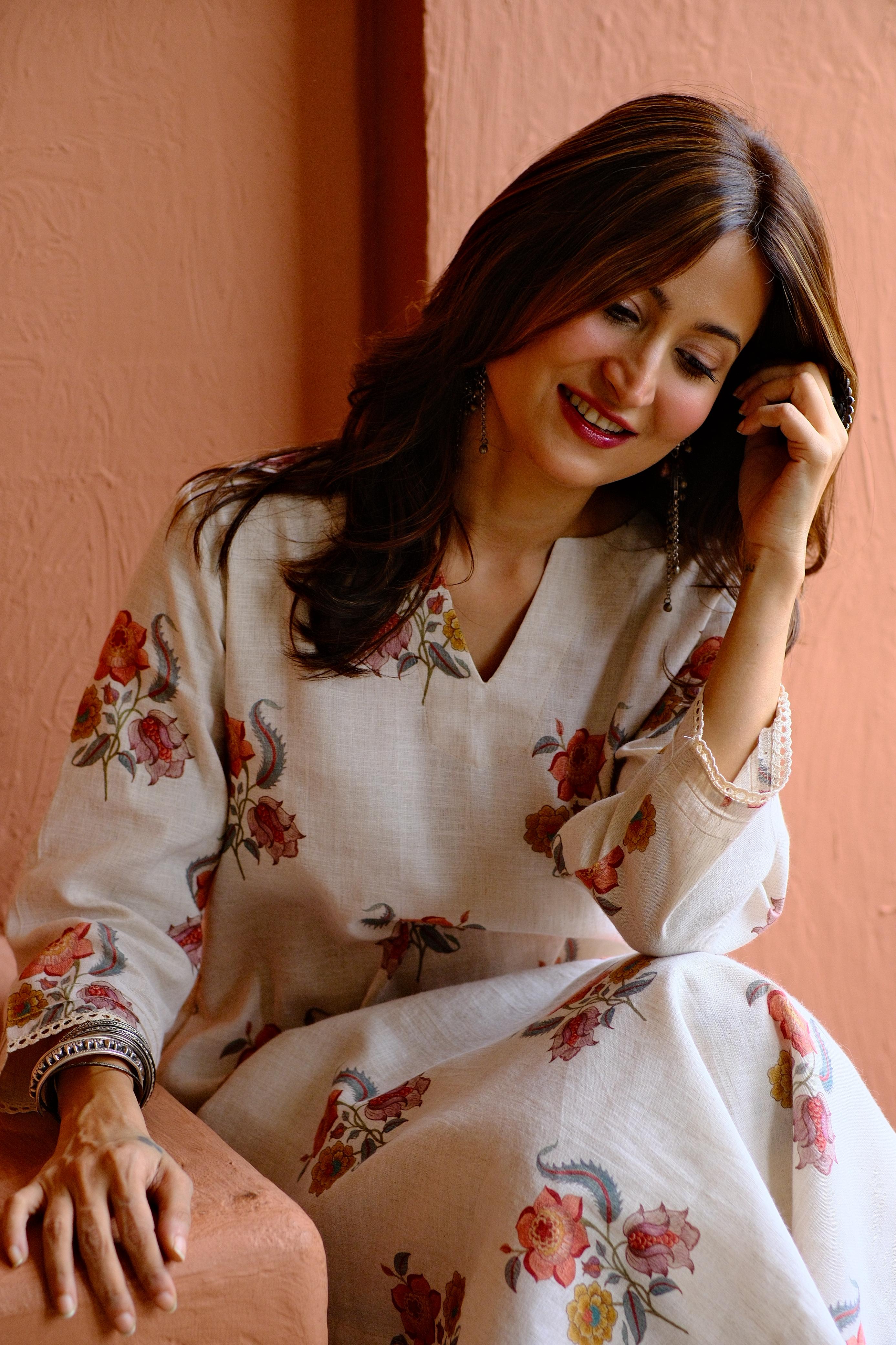 Gulbagh Pure Linen Co-ord/Kurta Set