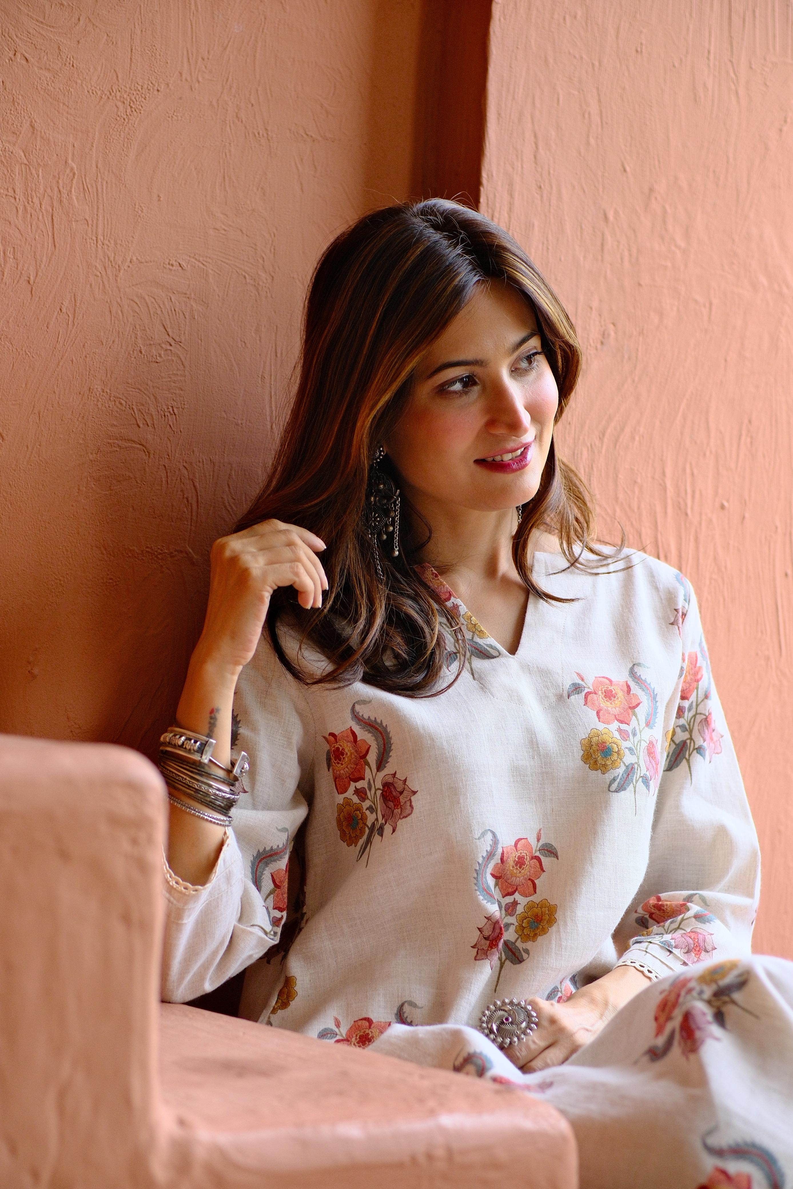 Gulbagh Pure Linen Co-ord/Kurta Set