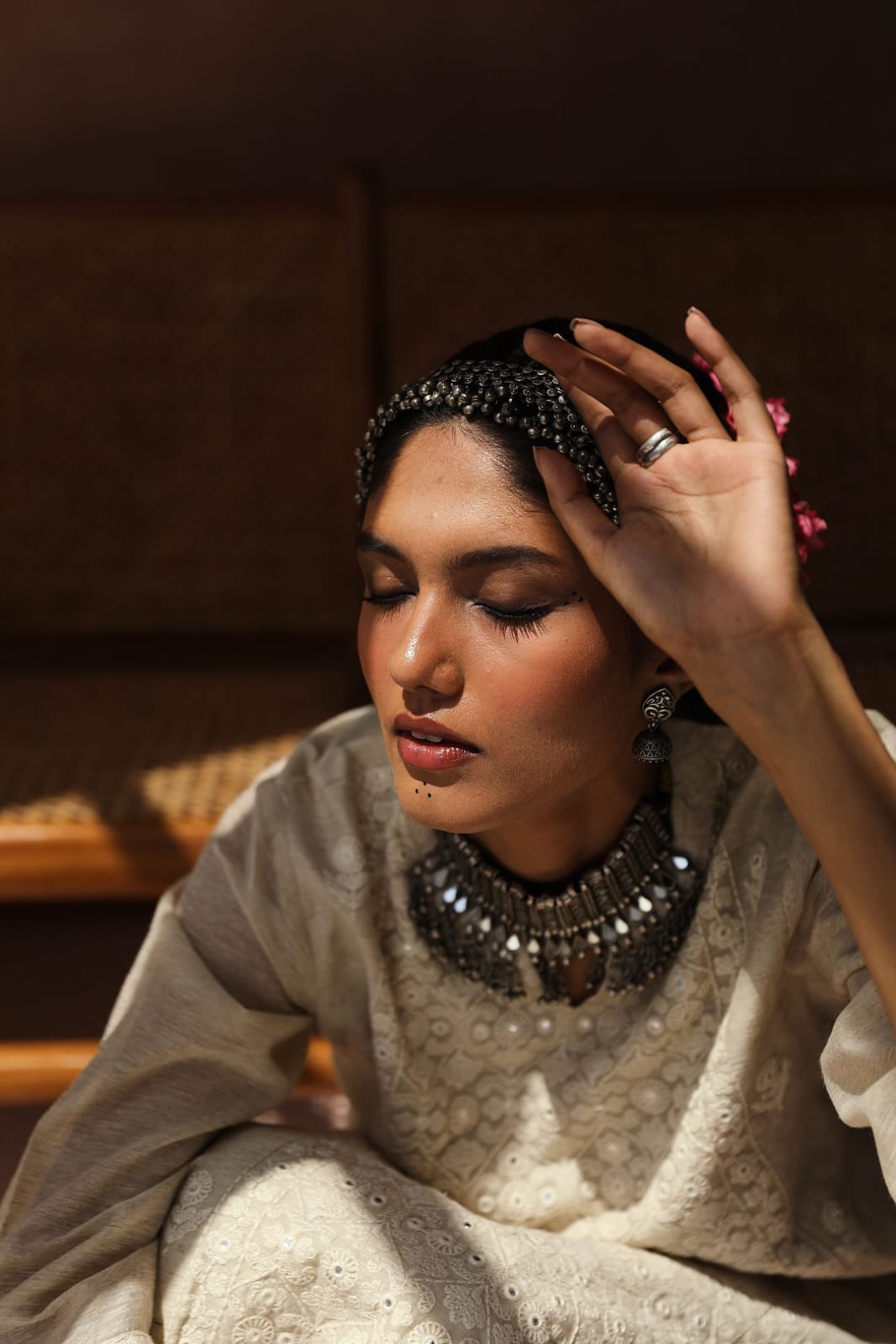 Ivory Chikankari Suit Set (with Pants)