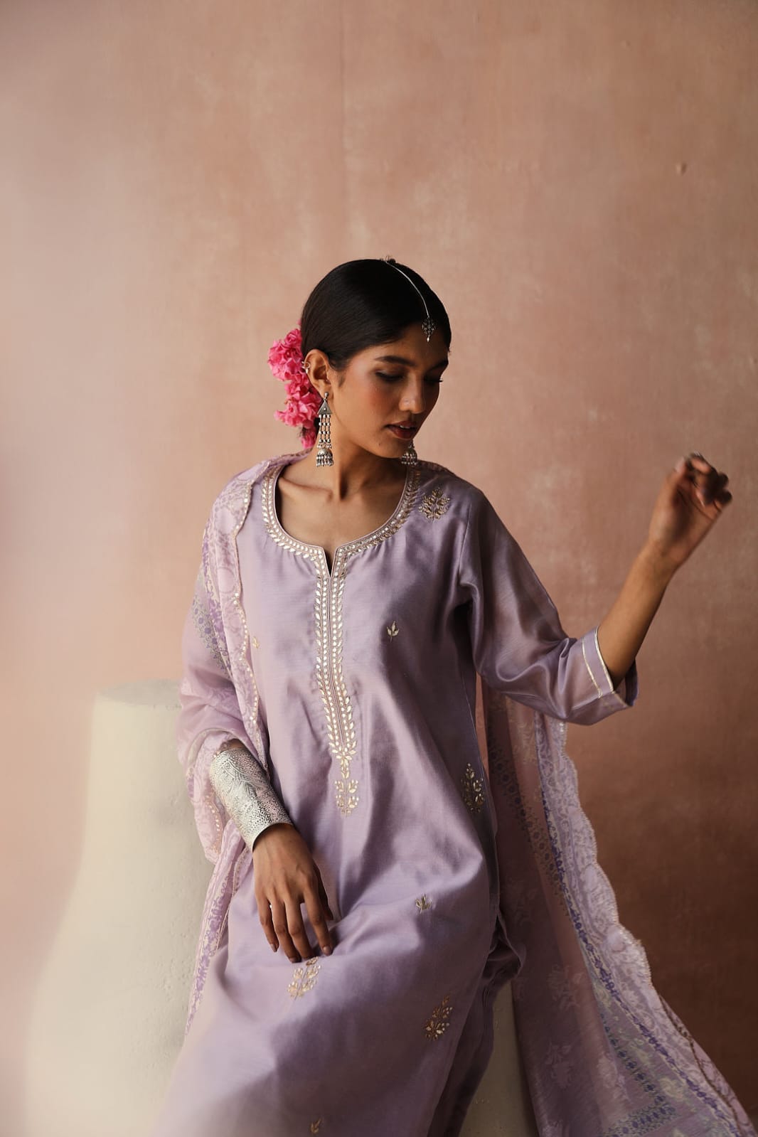 Lilac Chanderi Kurta Set | HER-252