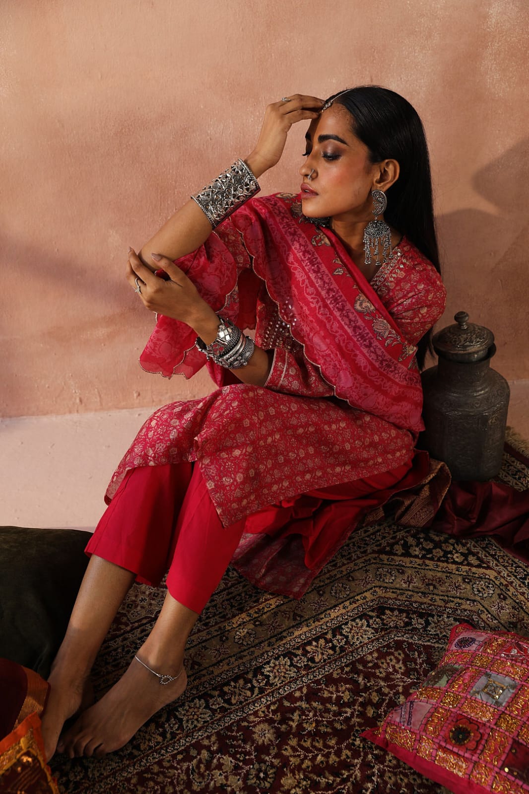 Dark Pink Chanderi Suit Set | HER-260