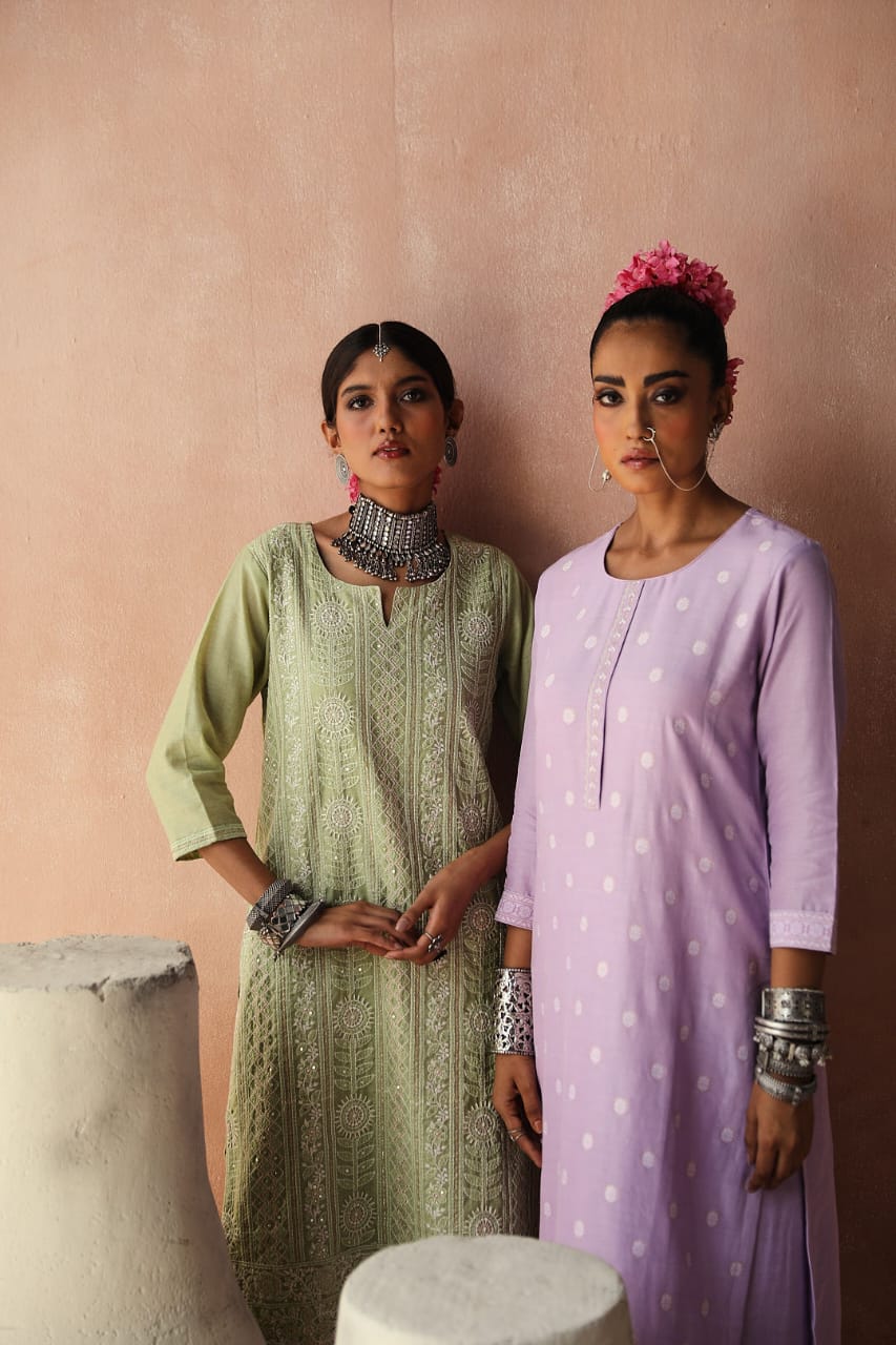 Mint Green Chikankari Kurta Set | HER-258