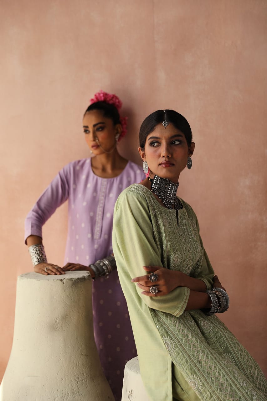 Mint Green Chikankari Kurta Set | HER-258