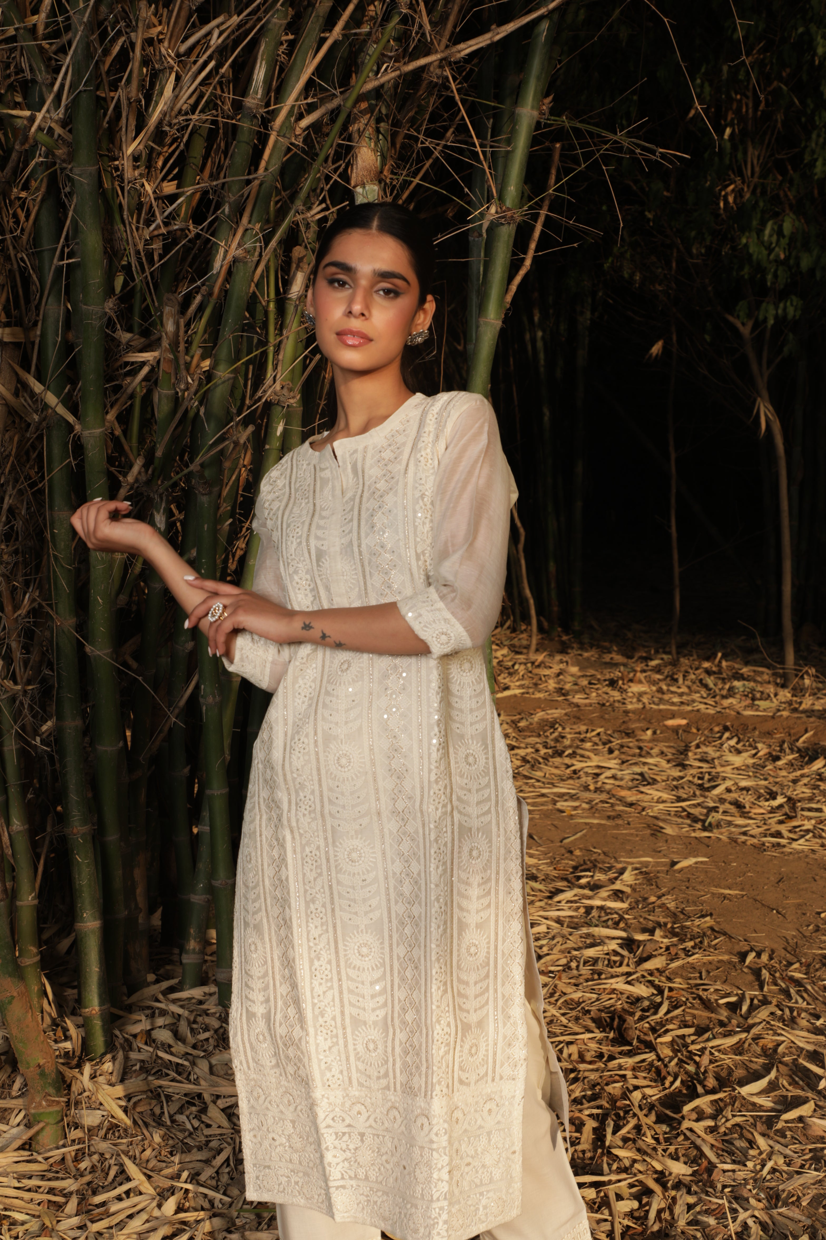 Chikankari Chanderi Kurta/Co-ord Set | HER-122