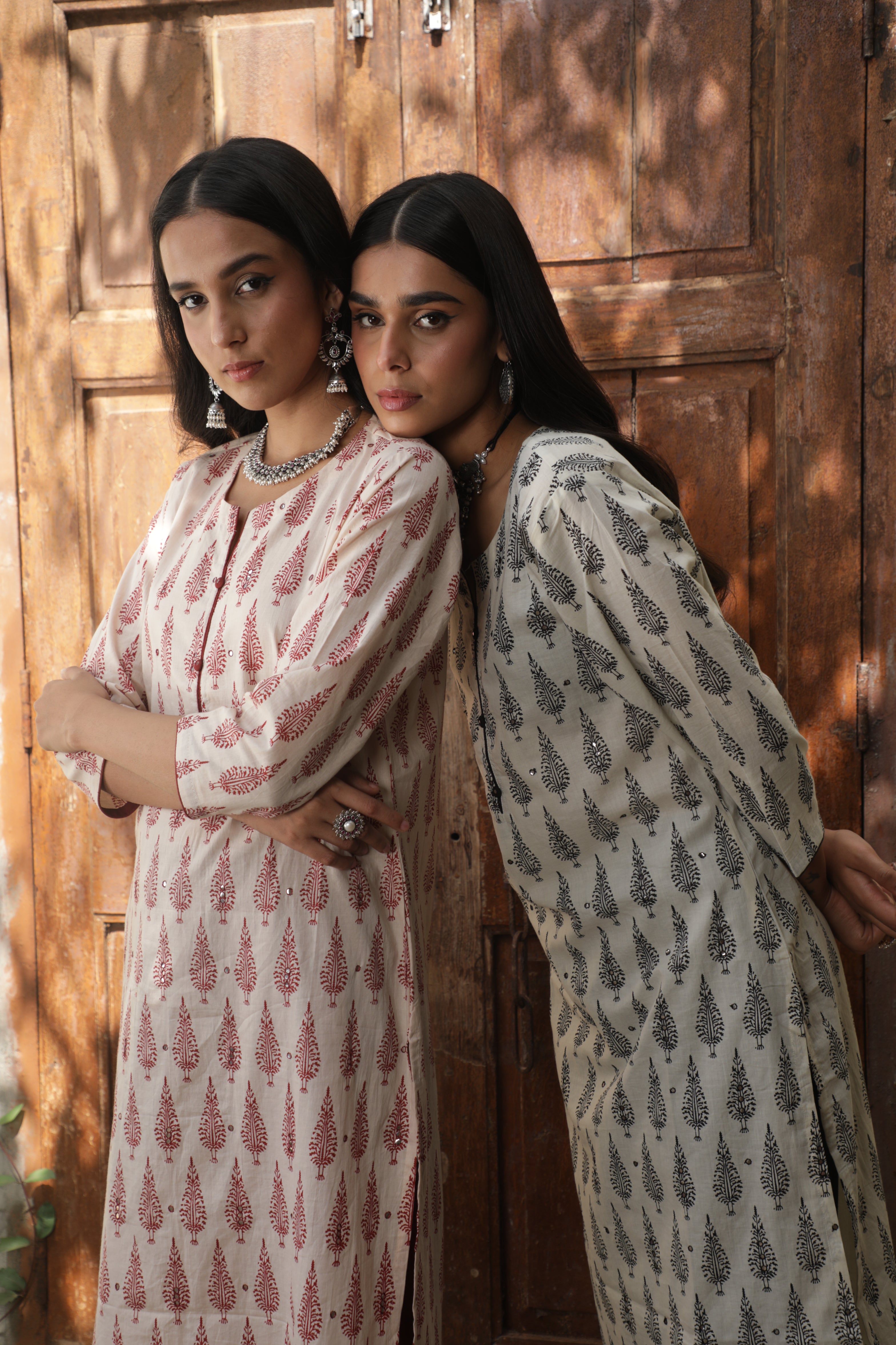 Black Motifs Handblock Cotton Suit Set