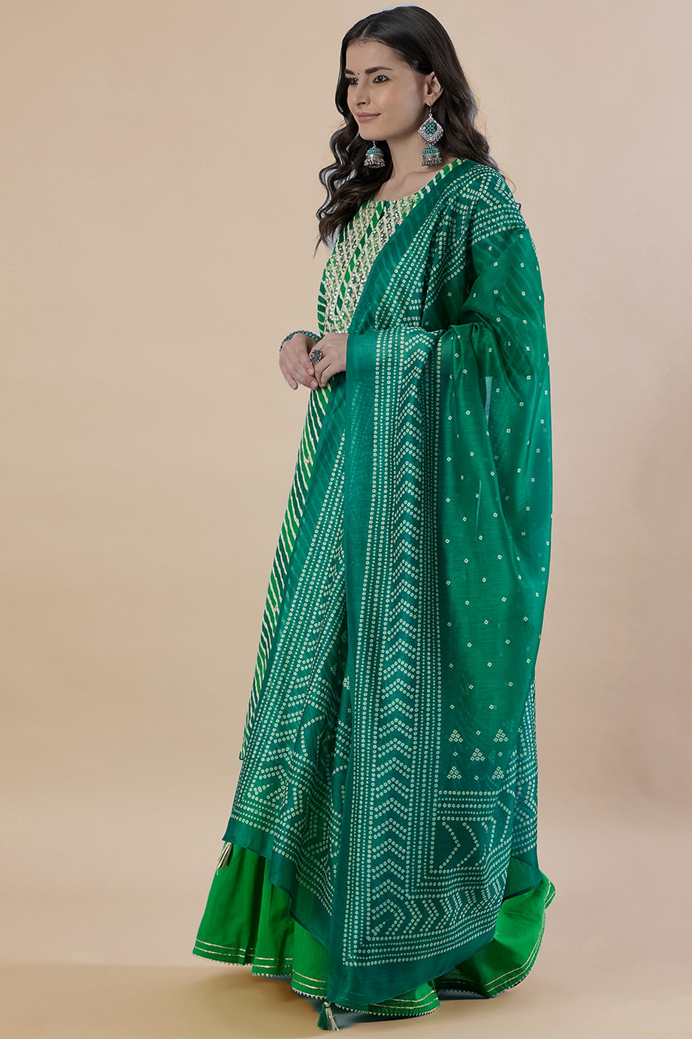 Green Chanderi Sharara Suit Set