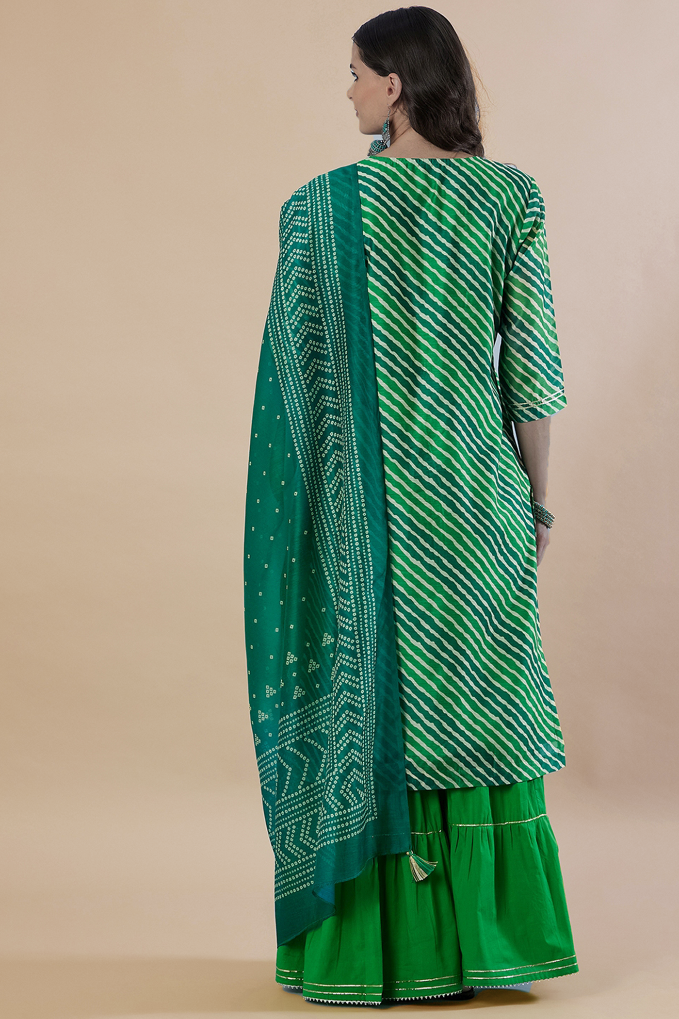 Green Chanderi Sharara Suit Set
