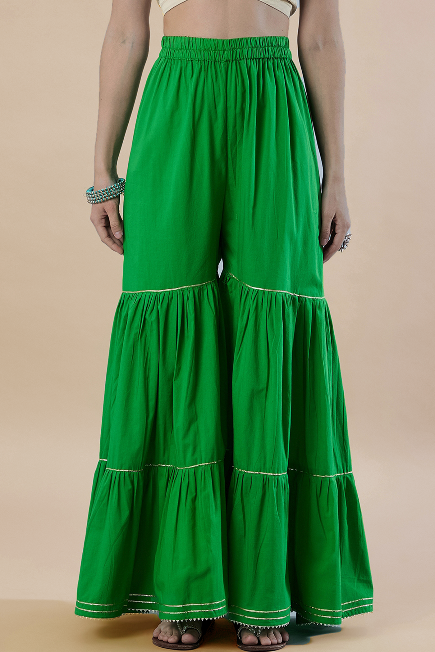 Green Chanderi Sharara Suit Set