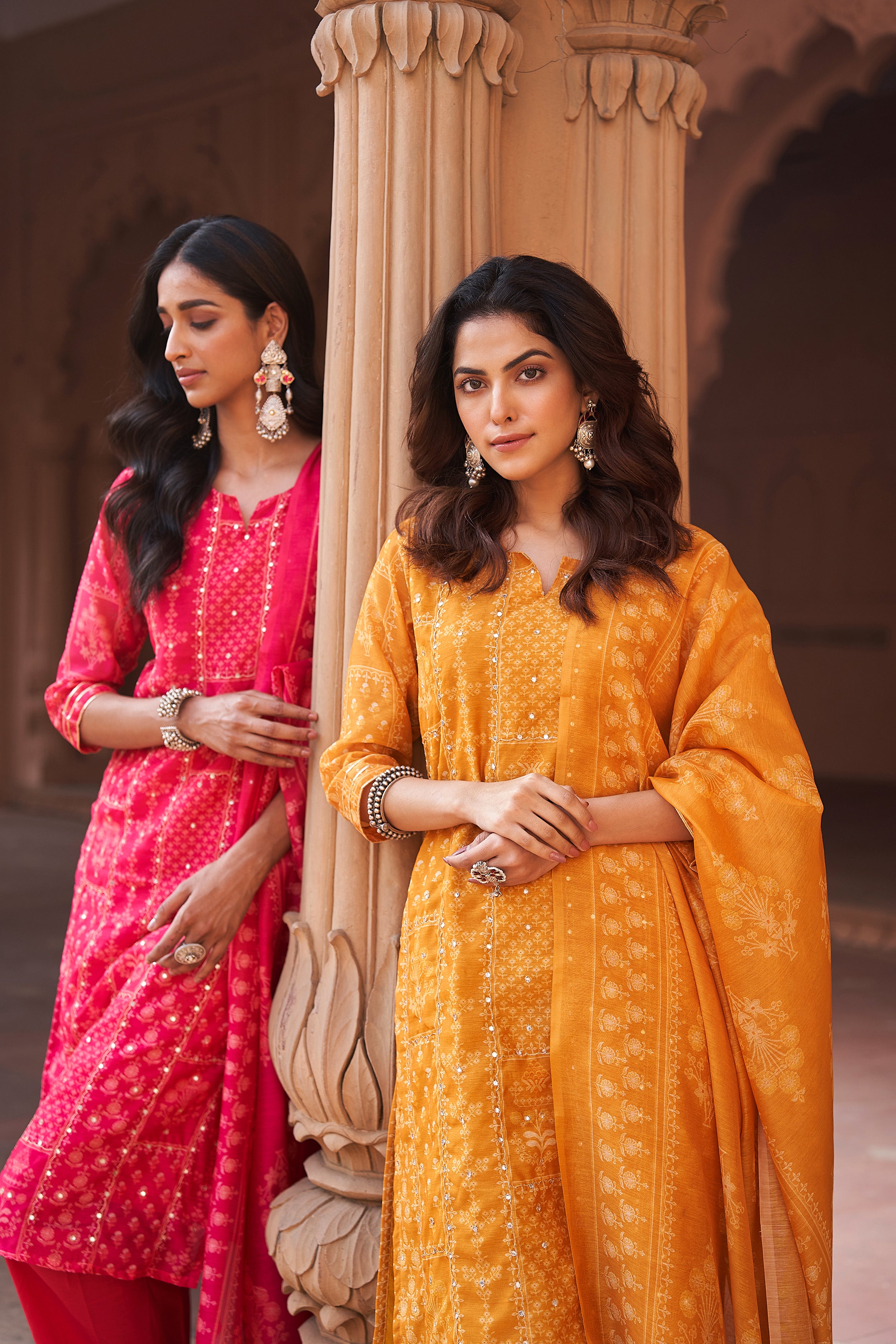 Mustard Chanderi Suit Set | HER-181